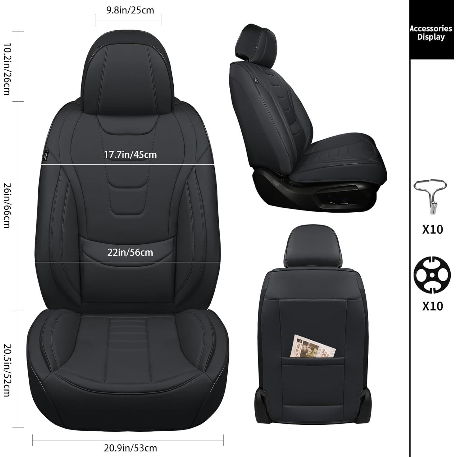 Fundas de Asiento de Coche Gripure GU01 - Cuero Nappa Negro