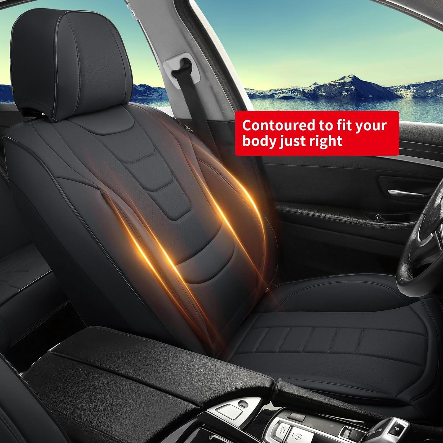 Fundas de Asiento de Coche Gripure GU01 - Cuero Nappa Negro