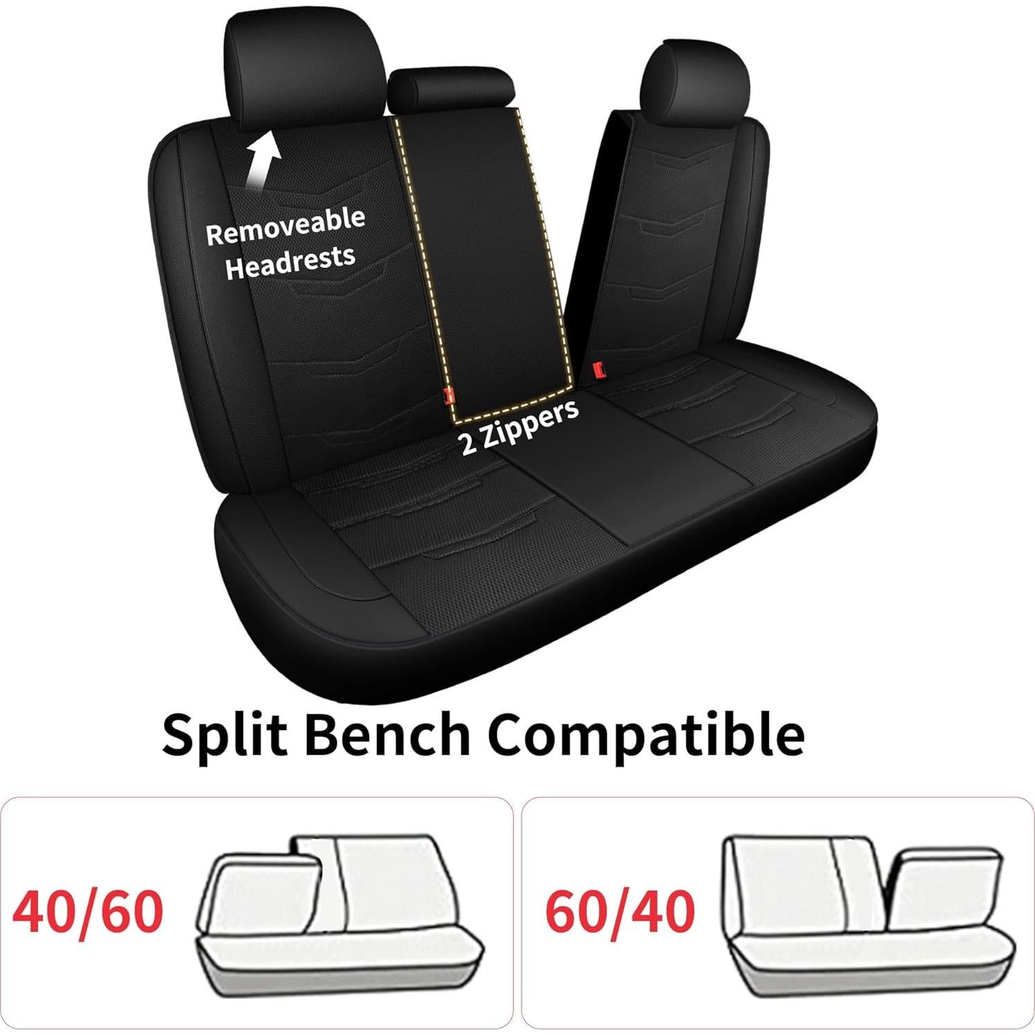 Cubiertas de Asientos de Coche HChengkikz Juego Completo Negro