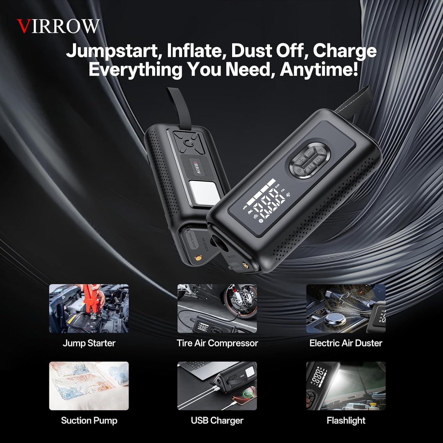 Compresor de Aire Inflador Portátil Virrow VRD5 150PSI 1000A