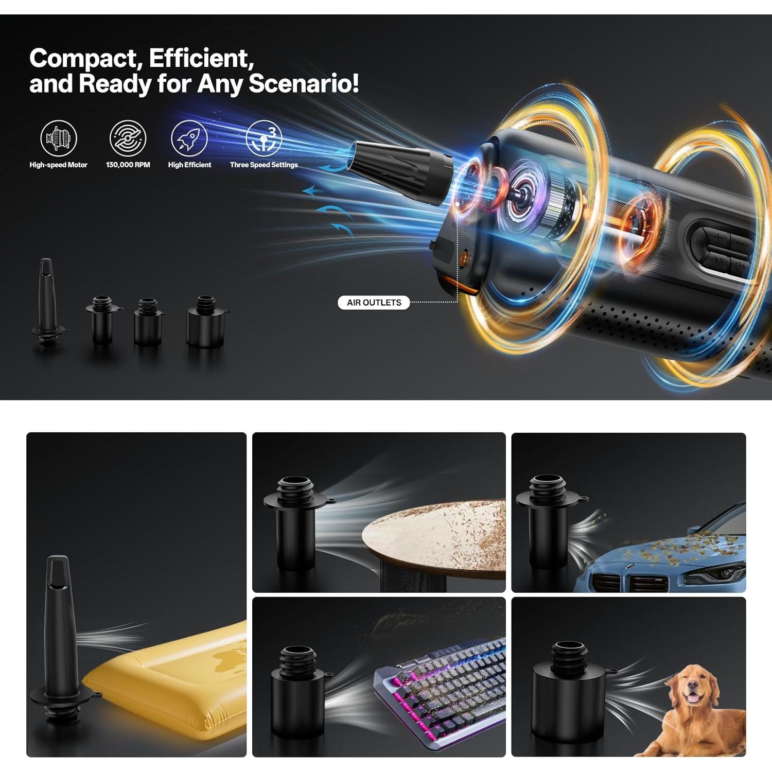 Compresor de Aire Inflador Portátil Virrow VRD5 150PSI 1000A