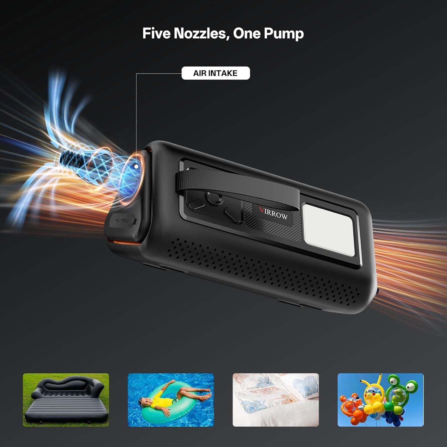 Compresor de Aire Inflador Portátil Virrow VRD5 150PSI 1000A