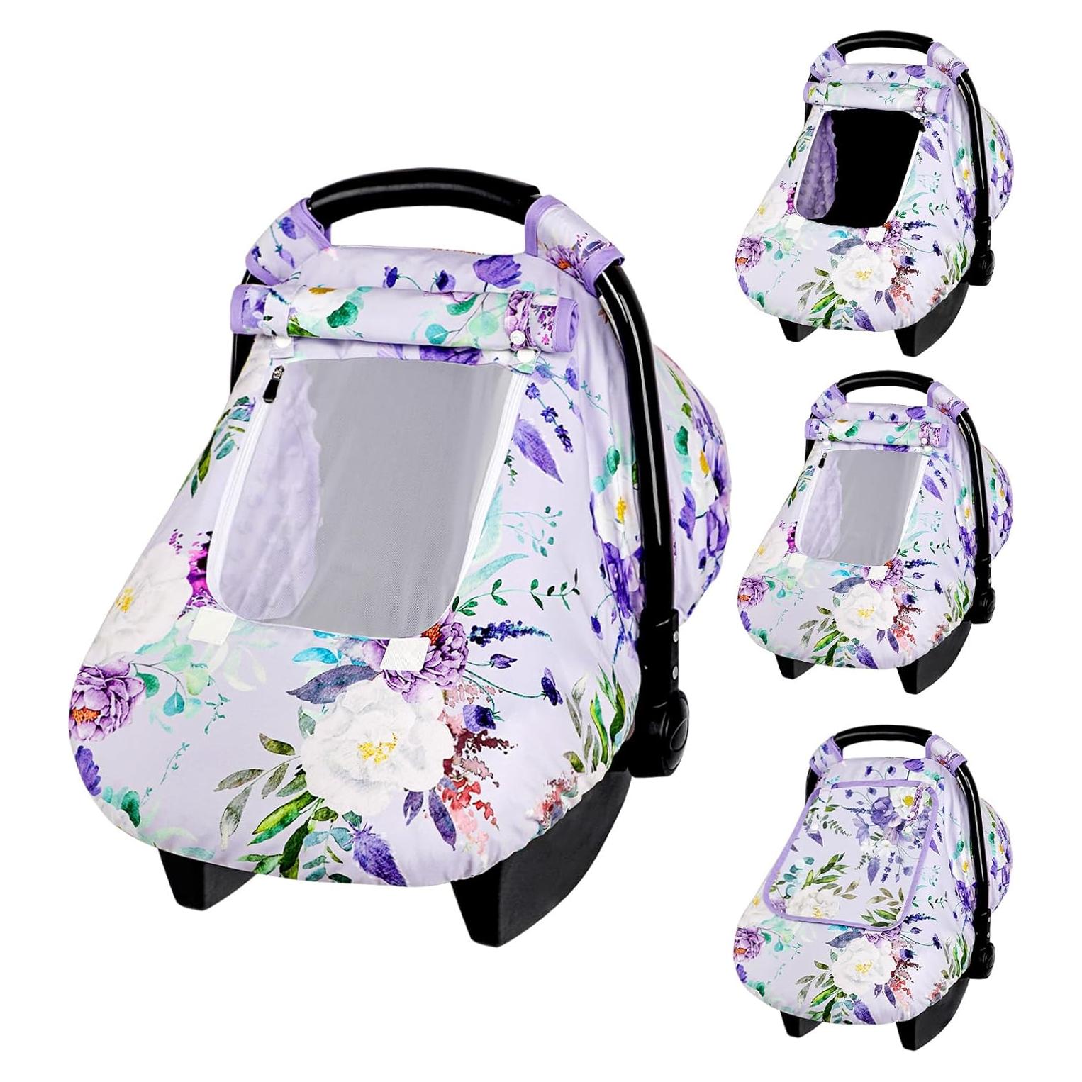 Cubierta de Asiento de Coche para Bebés CARUILI Floral Morado