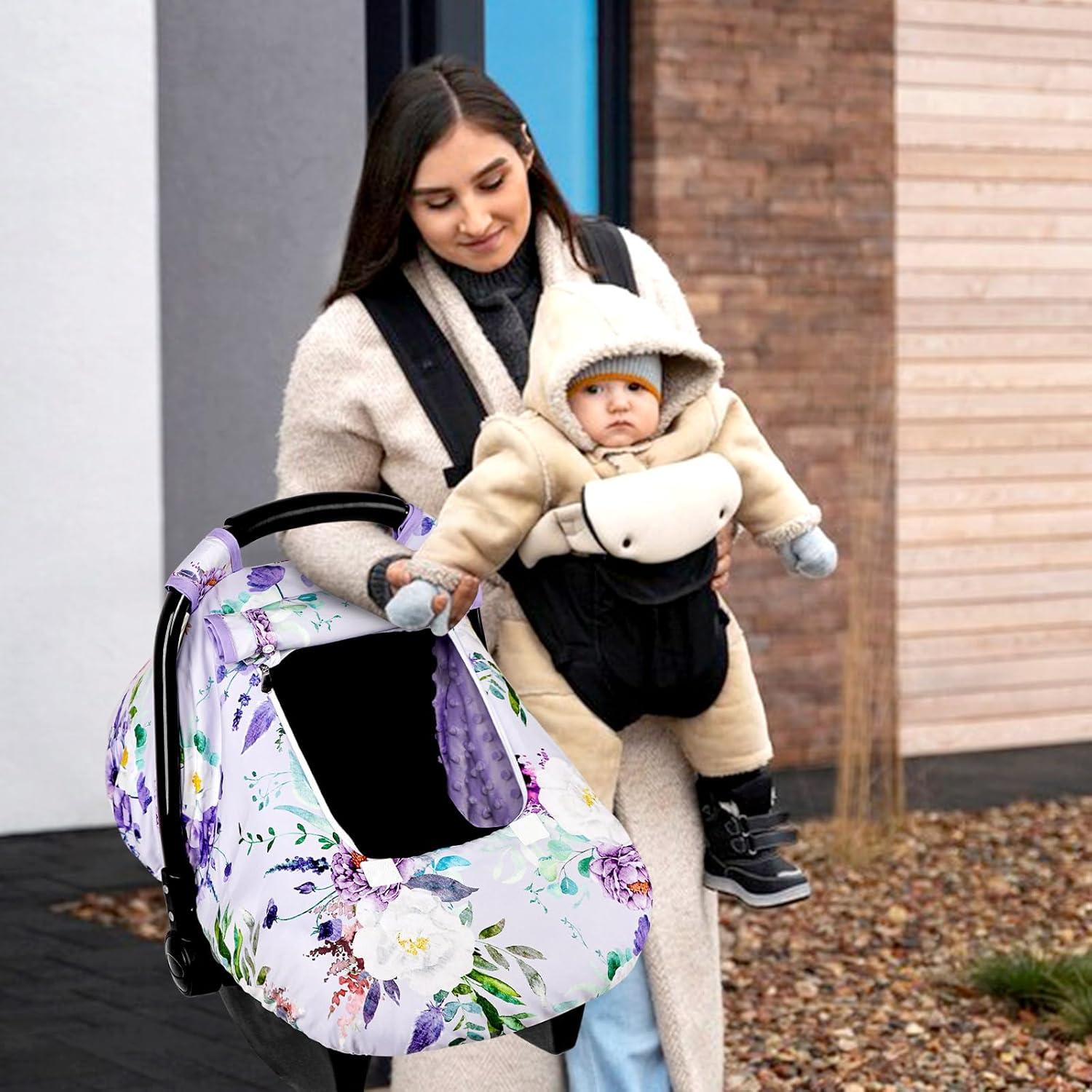 Cubierta de Asiento de Coche para Bebés CARUILI Floral Morado