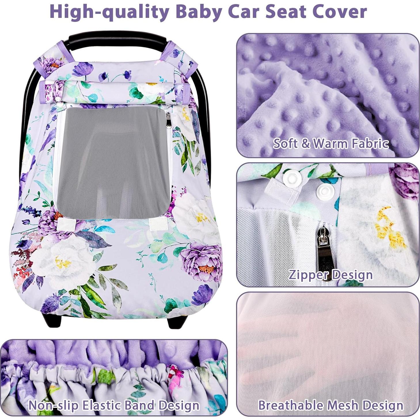 Cubierta de Asiento de Coche para Bebés CARUILI Floral Morado
