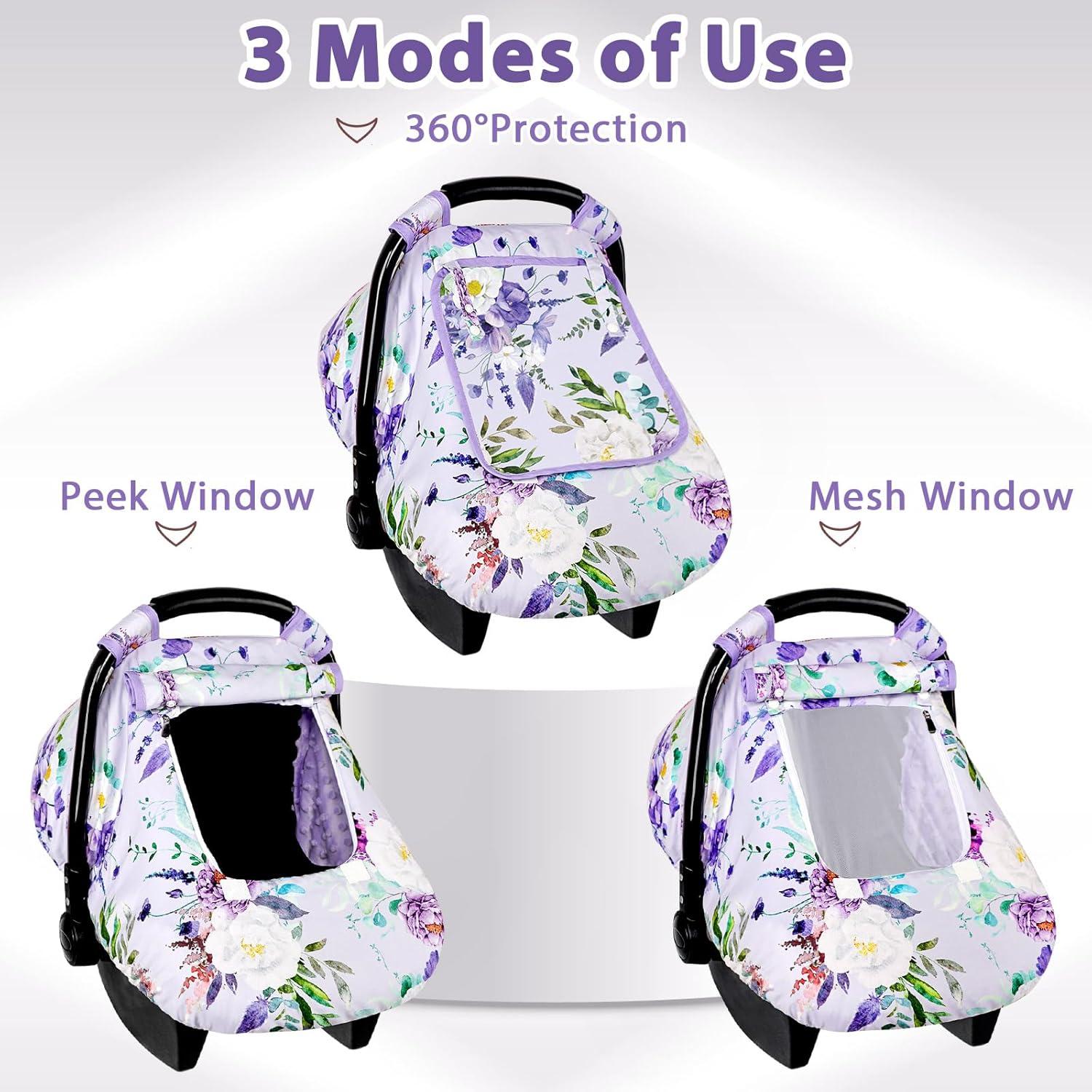 Cubierta de Asiento de Coche para Bebés CARUILI Floral Morado