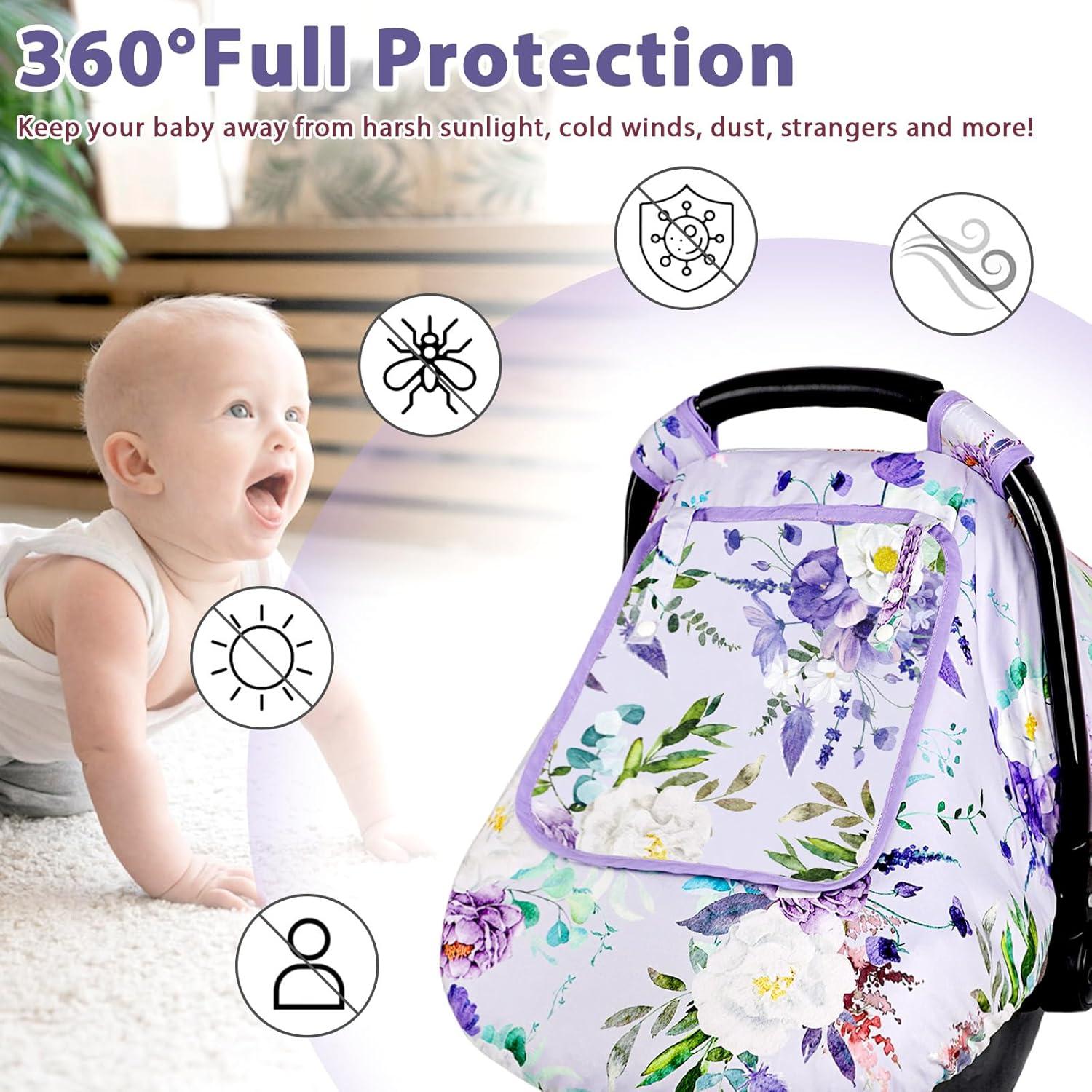 Cubierta de Asiento de Coche para Bebés CARUILI Floral Morado