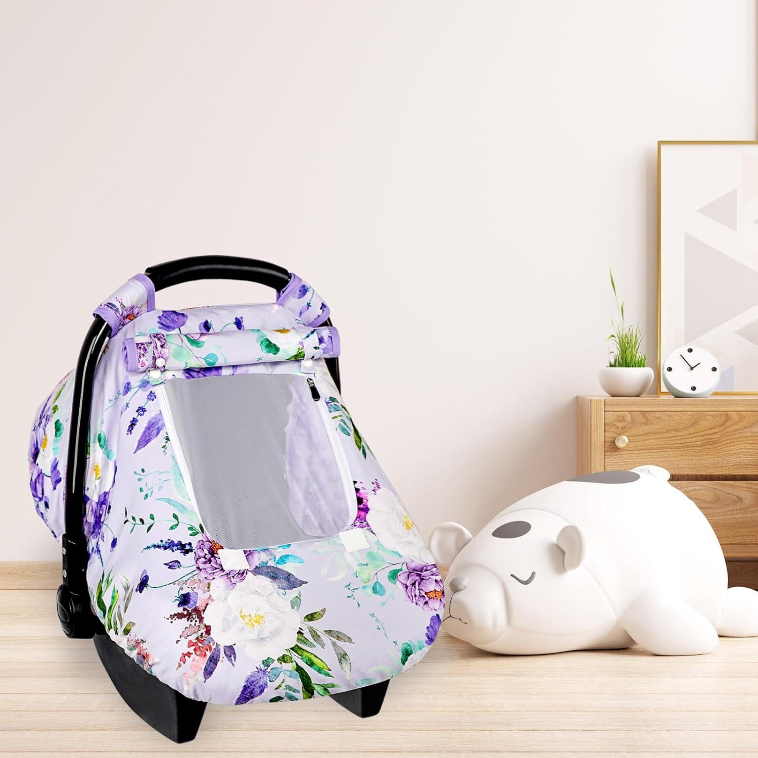 Cubierta de Asiento de Coche para Bebés CARUILI Floral Morado