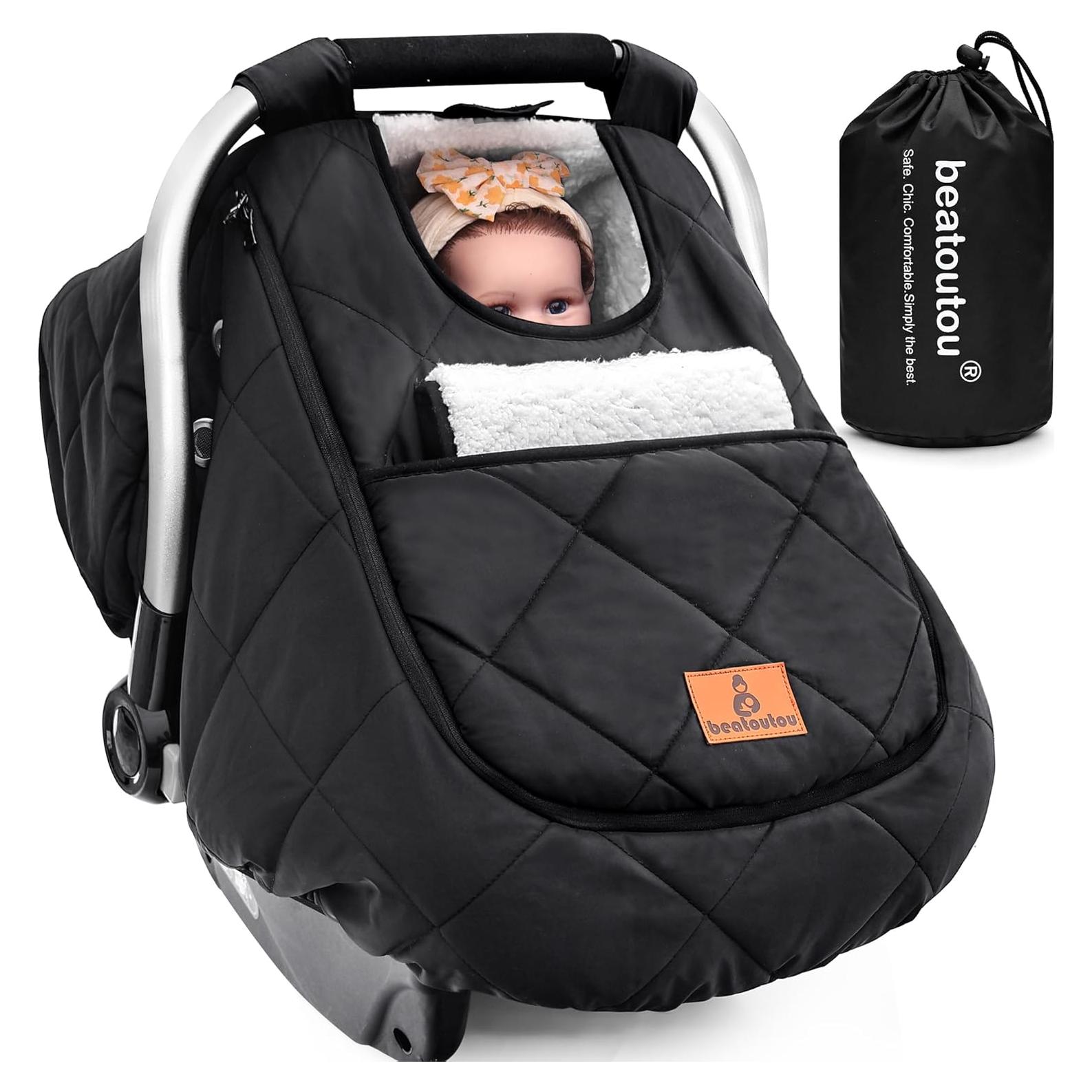 Cubierta de Asiento de Coche para Bebé Beatoutou Negra Impermeable