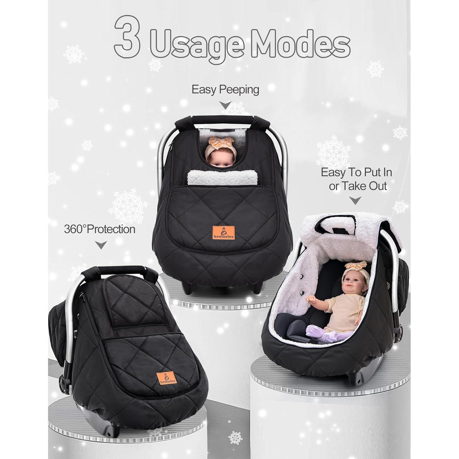 Cubierta de Asiento de Coche para Bebé Beatoutou Negra Impermeable