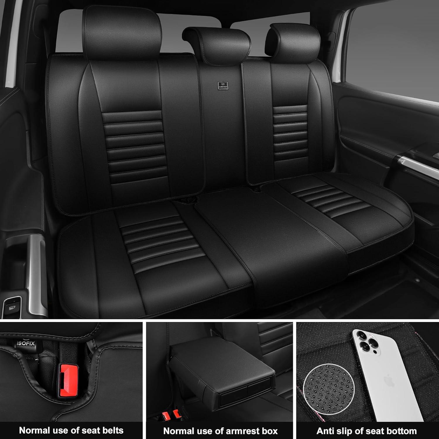 Fundas de Asiento de Cuero Nappa CAR PASS Juego Completo Negro