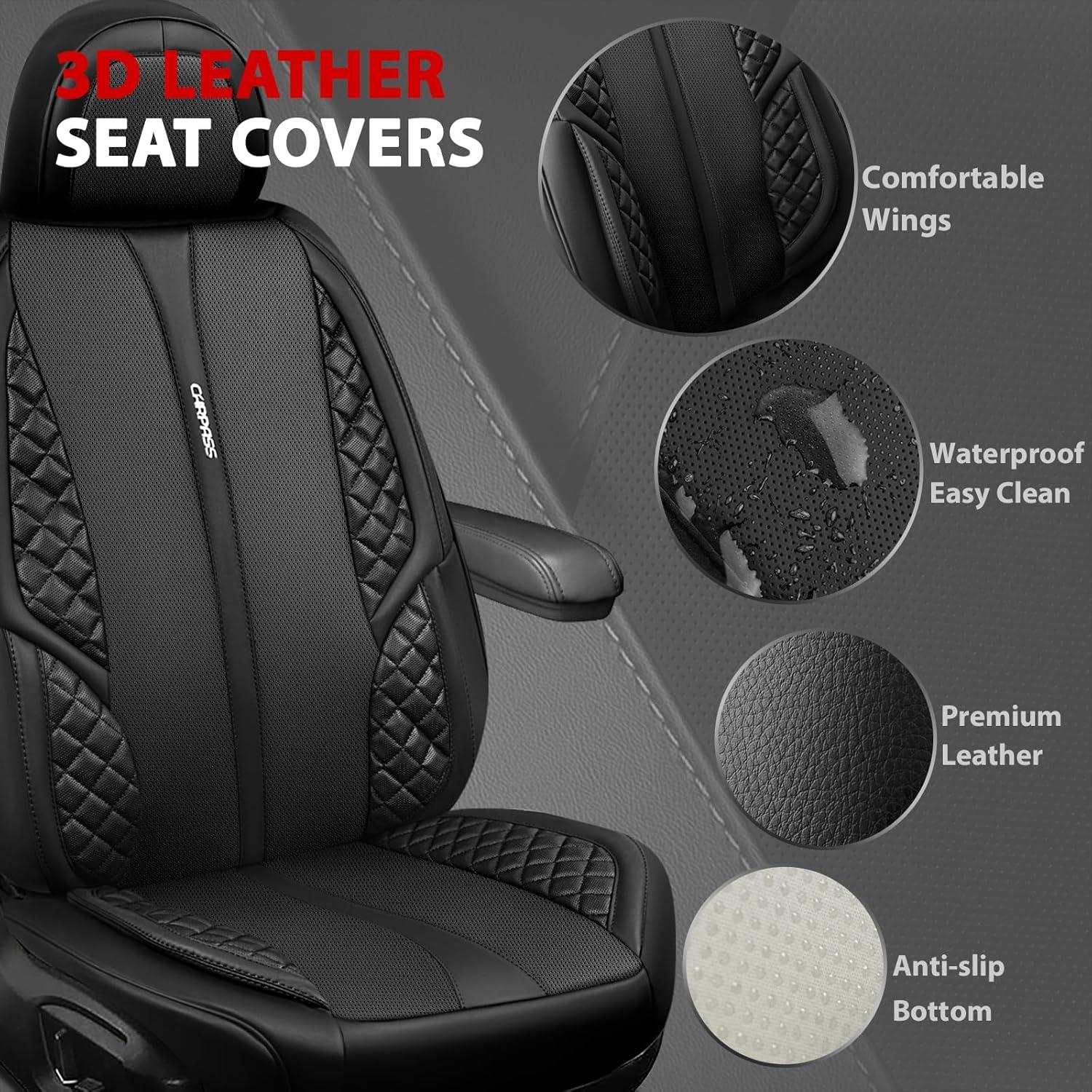 Fundas de Asiento CAR PASS Nappa PU Cuero Negro Juego Completo
