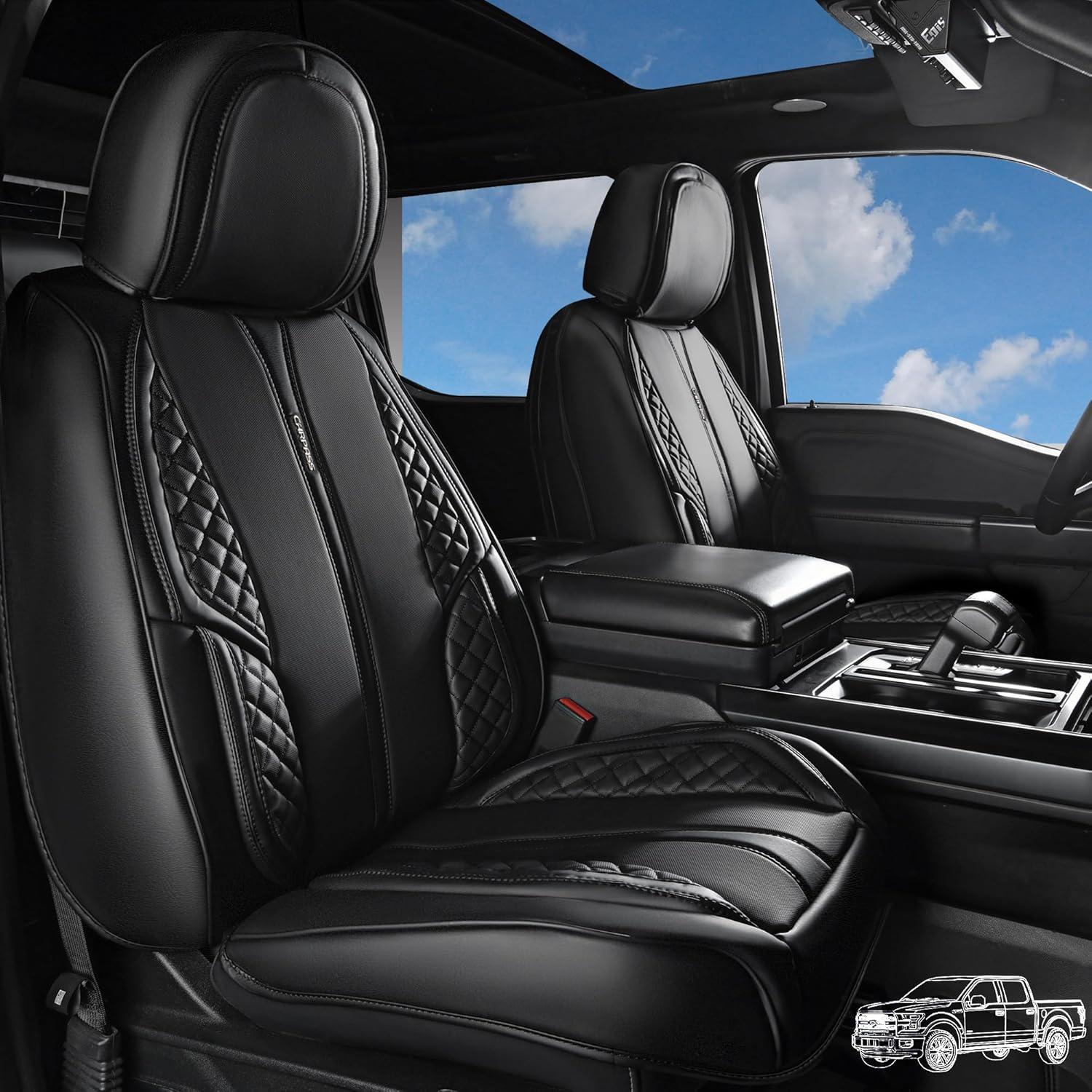 Fundas de Asiento CAR PASS Nappa PU Cuero Negro Juego Completo