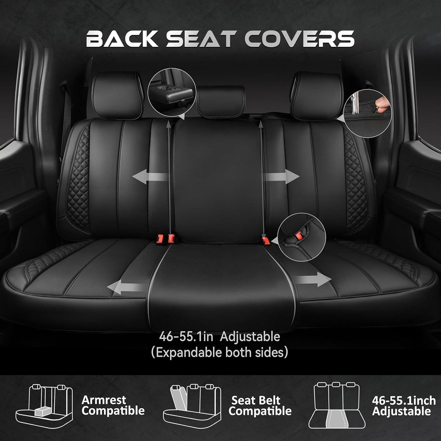 Fundas de Asiento CAR PASS Nappa PU Cuero Negro Juego Completo
