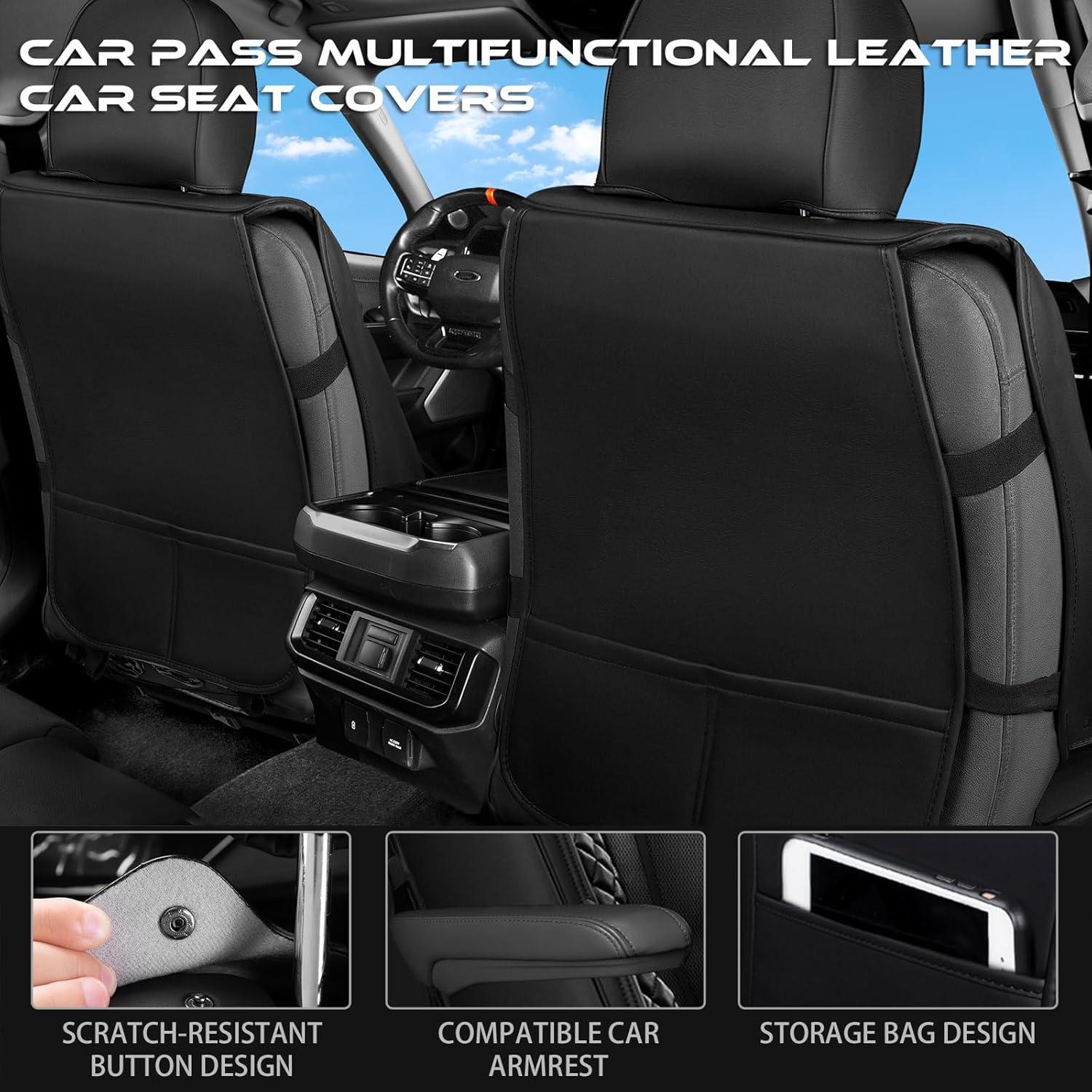 Fundas de Asiento CAR PASS Nappa PU Cuero Negro Juego Completo