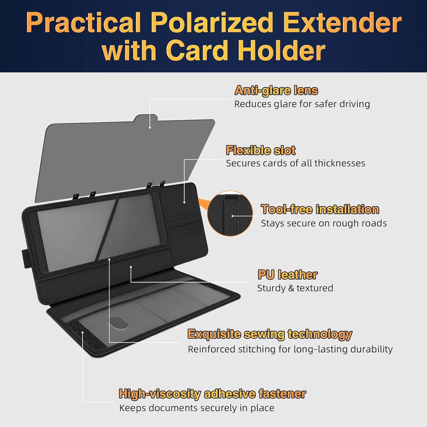 Extensor de Visera Solar Polarizada PJLJY con Soporte para Registro