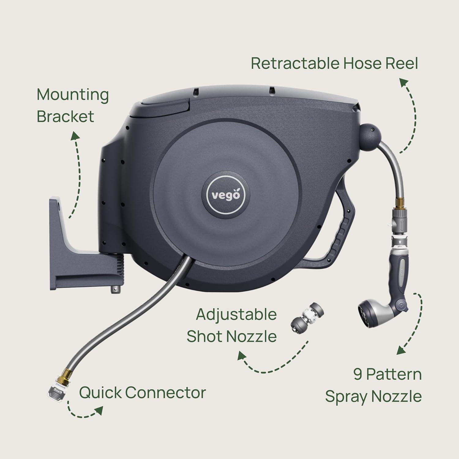 Carrete de Manguera Retráctil Vego 30.48m Azul Tidepool
