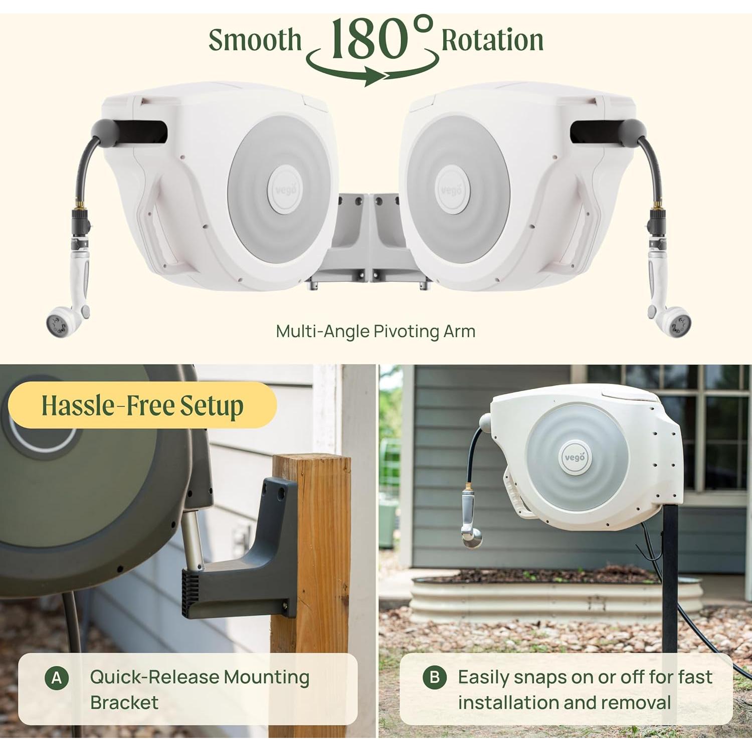 Carrete de Manguera Retráctil Vego 30.48m Azul Tidepool