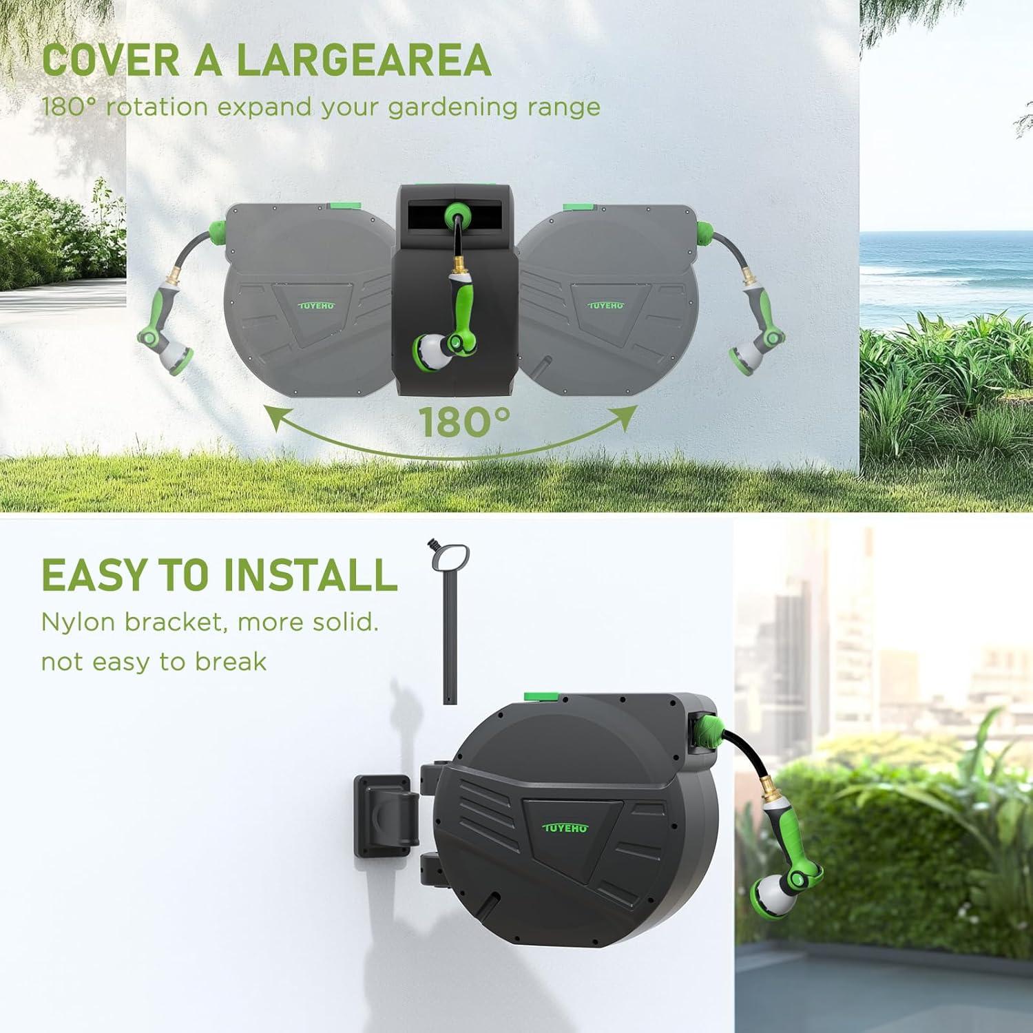 Carrete de Manguera Retráctil Tuyeho 30.48m Montaje en Pared