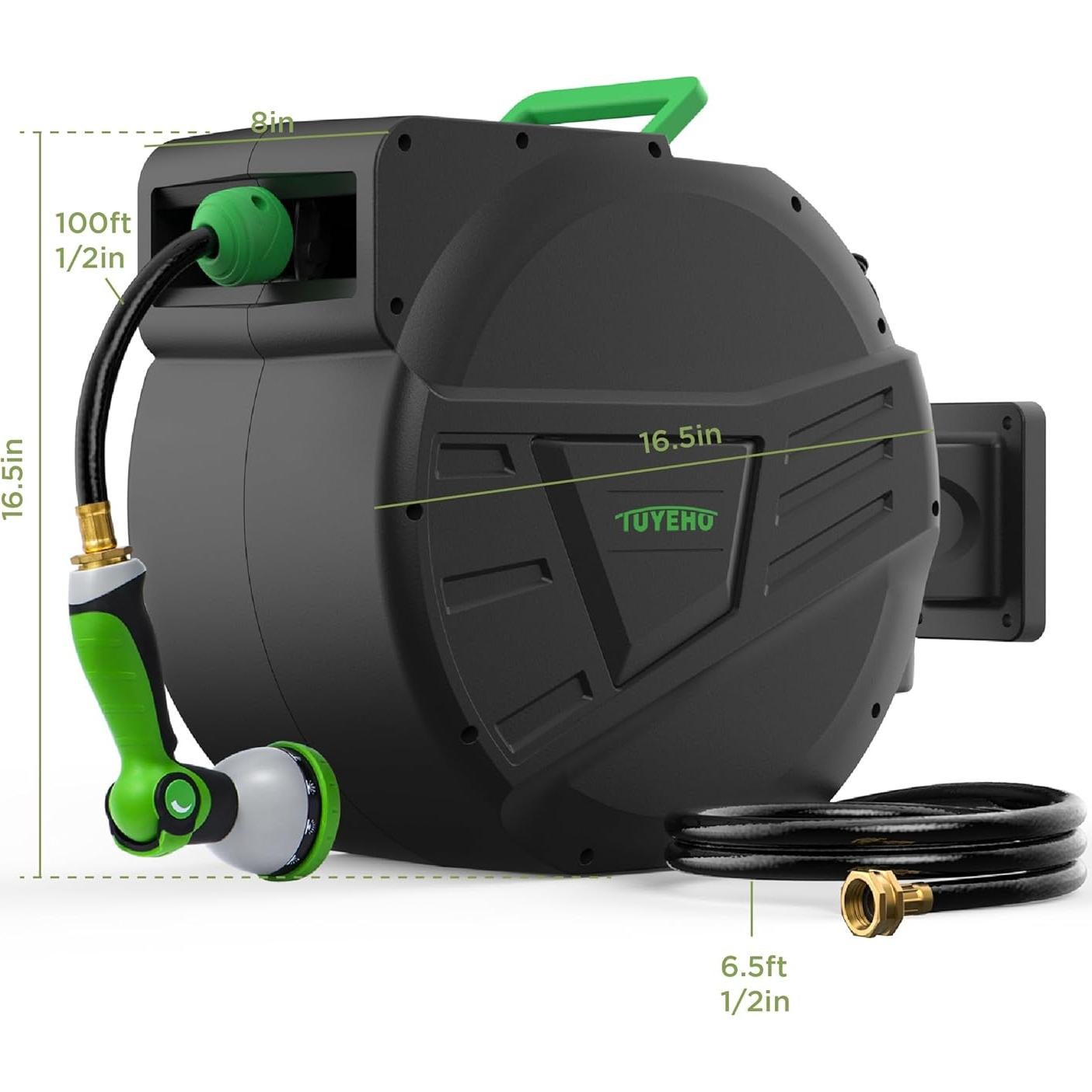 Carrete de Manguera Retráctil Tuyeho 30.48m Montaje en Pared