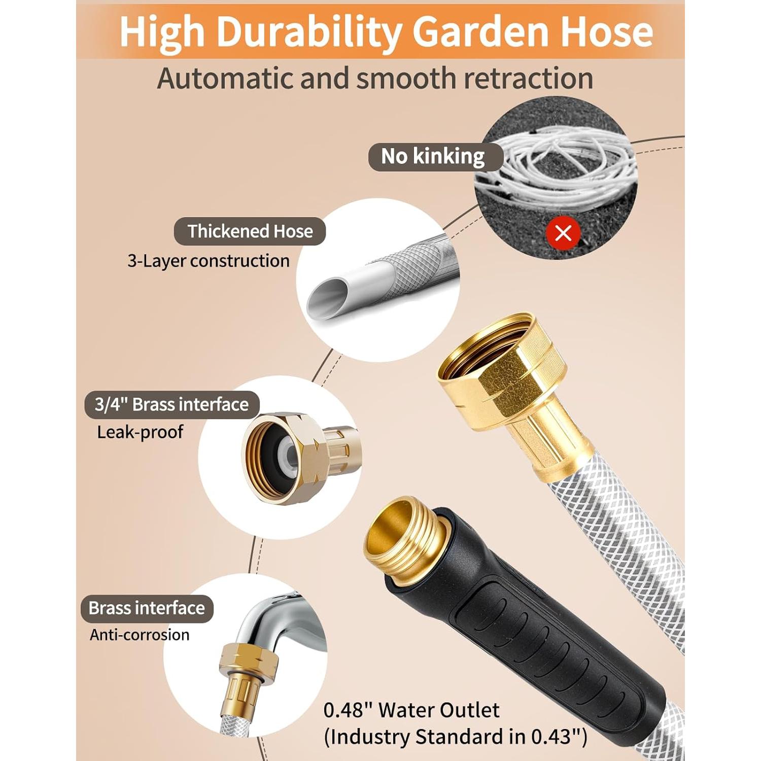 Carrete de Manguera de Jardín KOSOEUR 19.81 m Retráctil Automático