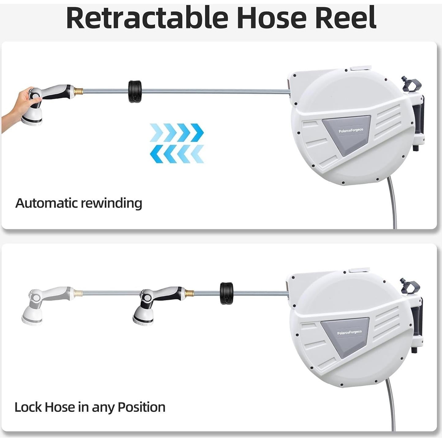 Carrete de Manguera Retráctil PolarcoForgeco 19.81 m Gris