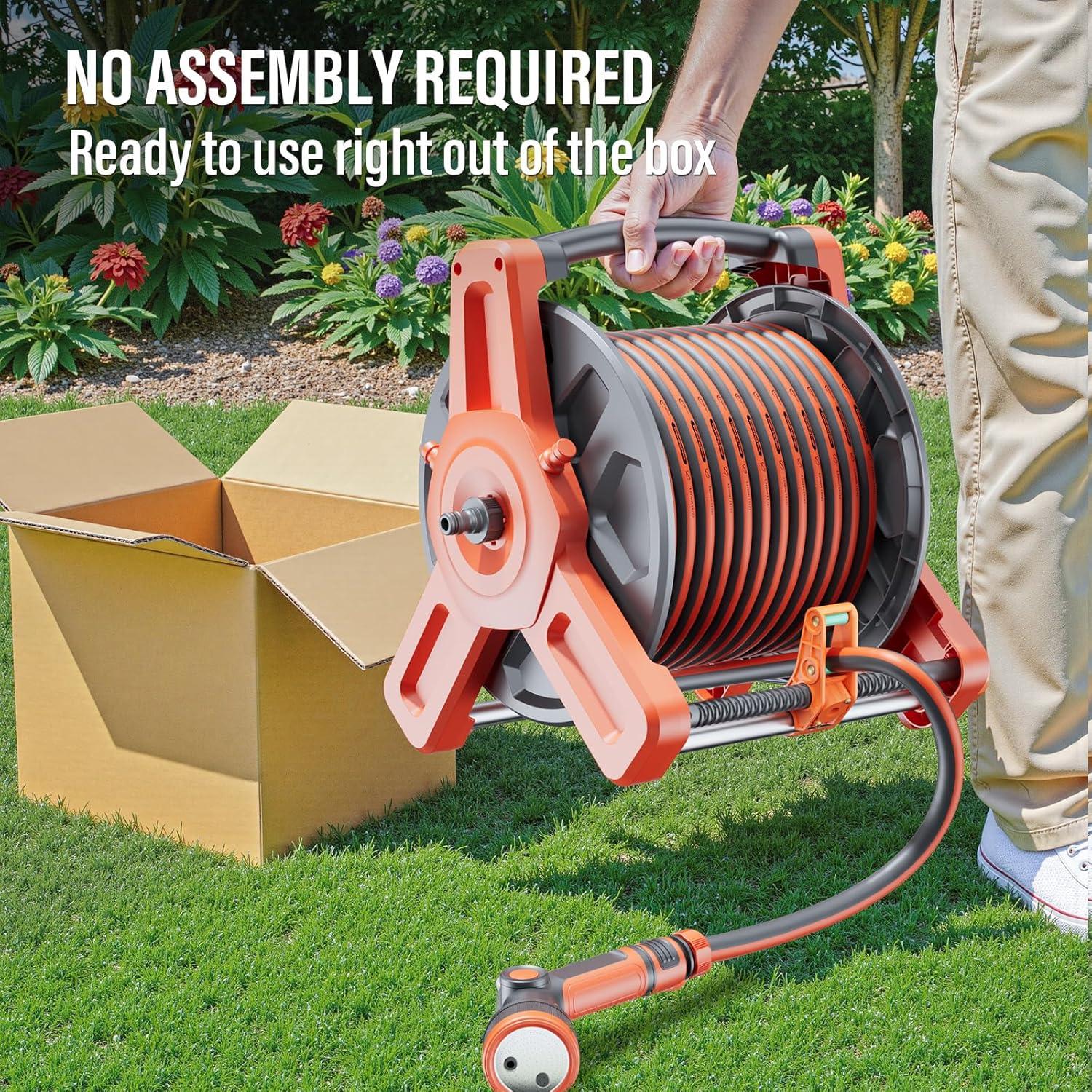 Carrete de Manguera de Jardín Flonexa 30m con Boquilla 2 en 1