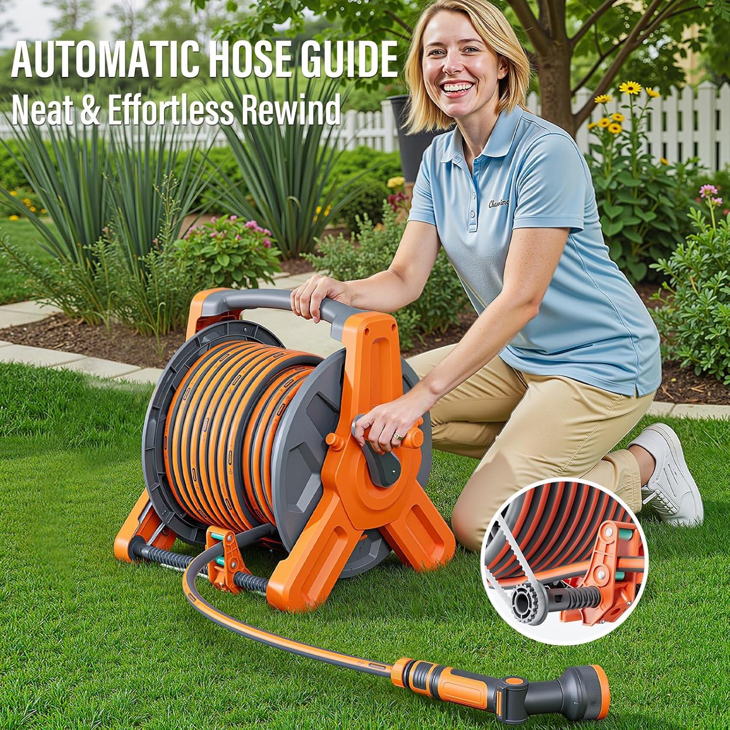 Carrete de Manguera de Jardín Flonexa 30m con Boquilla 2 en 1