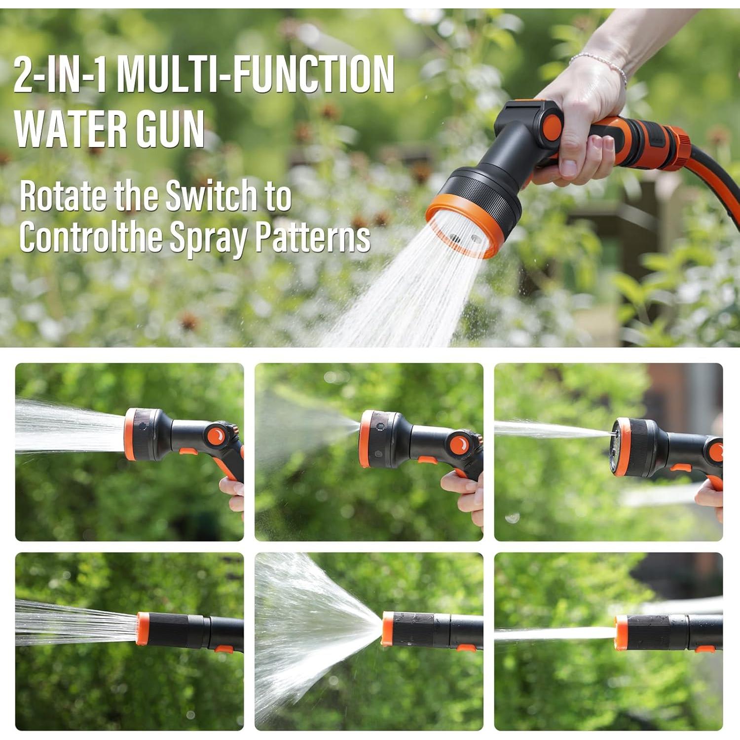 Carrete de Manguera de Jardín Flonexa 30m con Boquilla 2 en 1