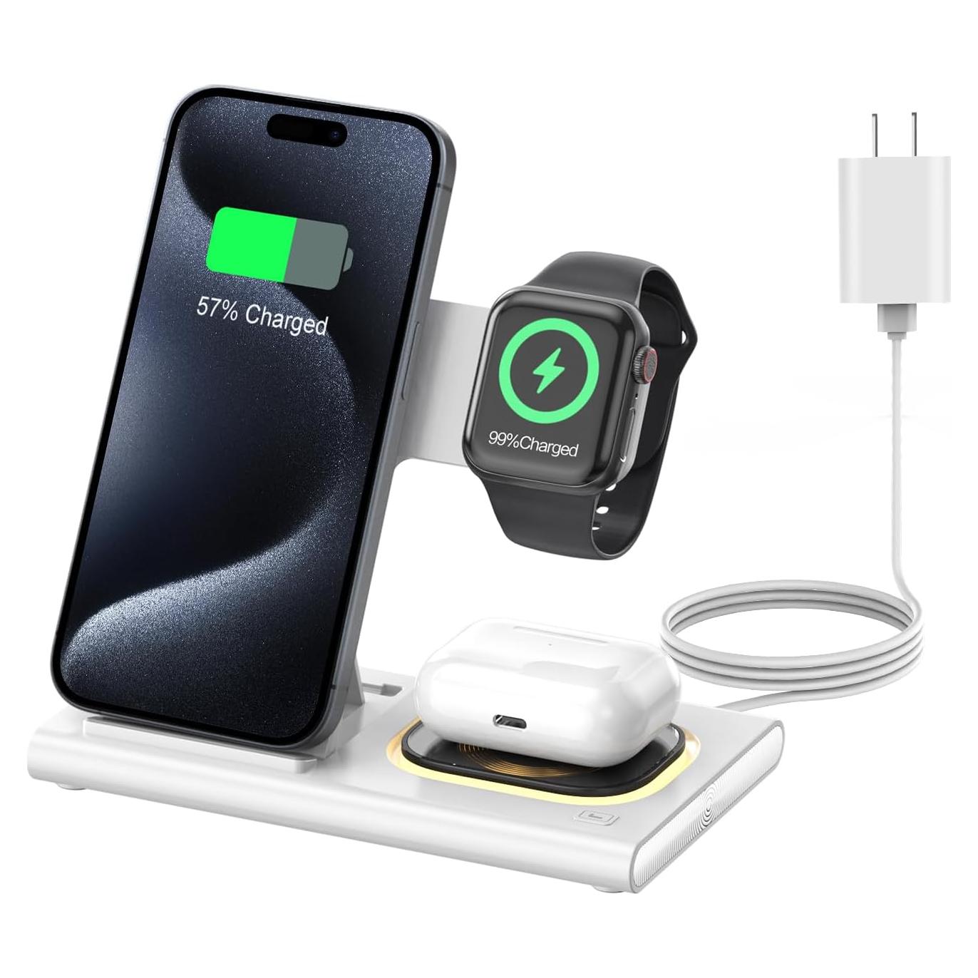 Estación de Carga Plegable 3 en 1 para Apple - Blanco