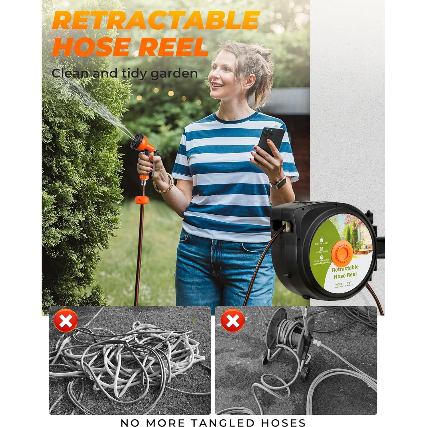 Carrete de Manguera Retráctil YESAGA 30 m x 1/2" Automático