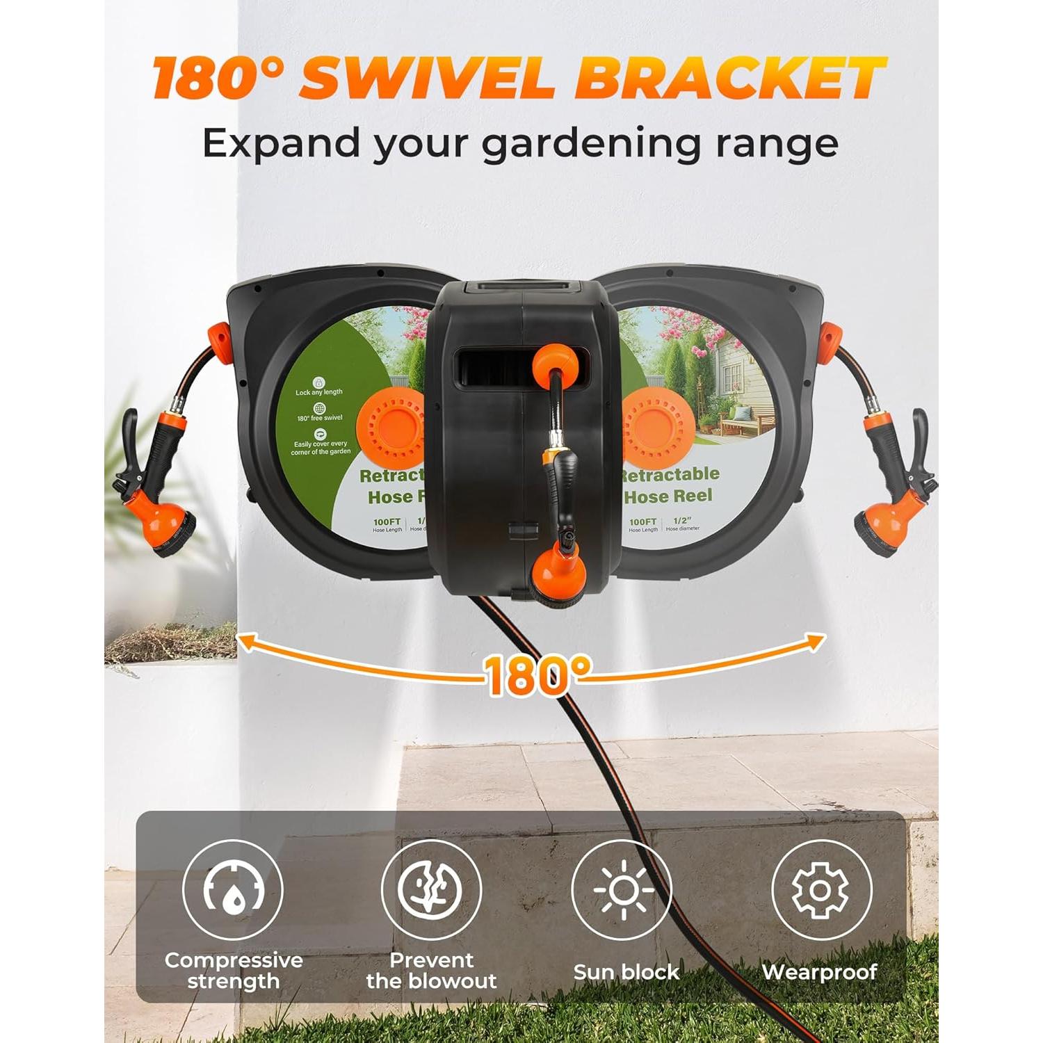 Carrete de Manguera Retráctil YESAGA 30 m x 1/2" Automático