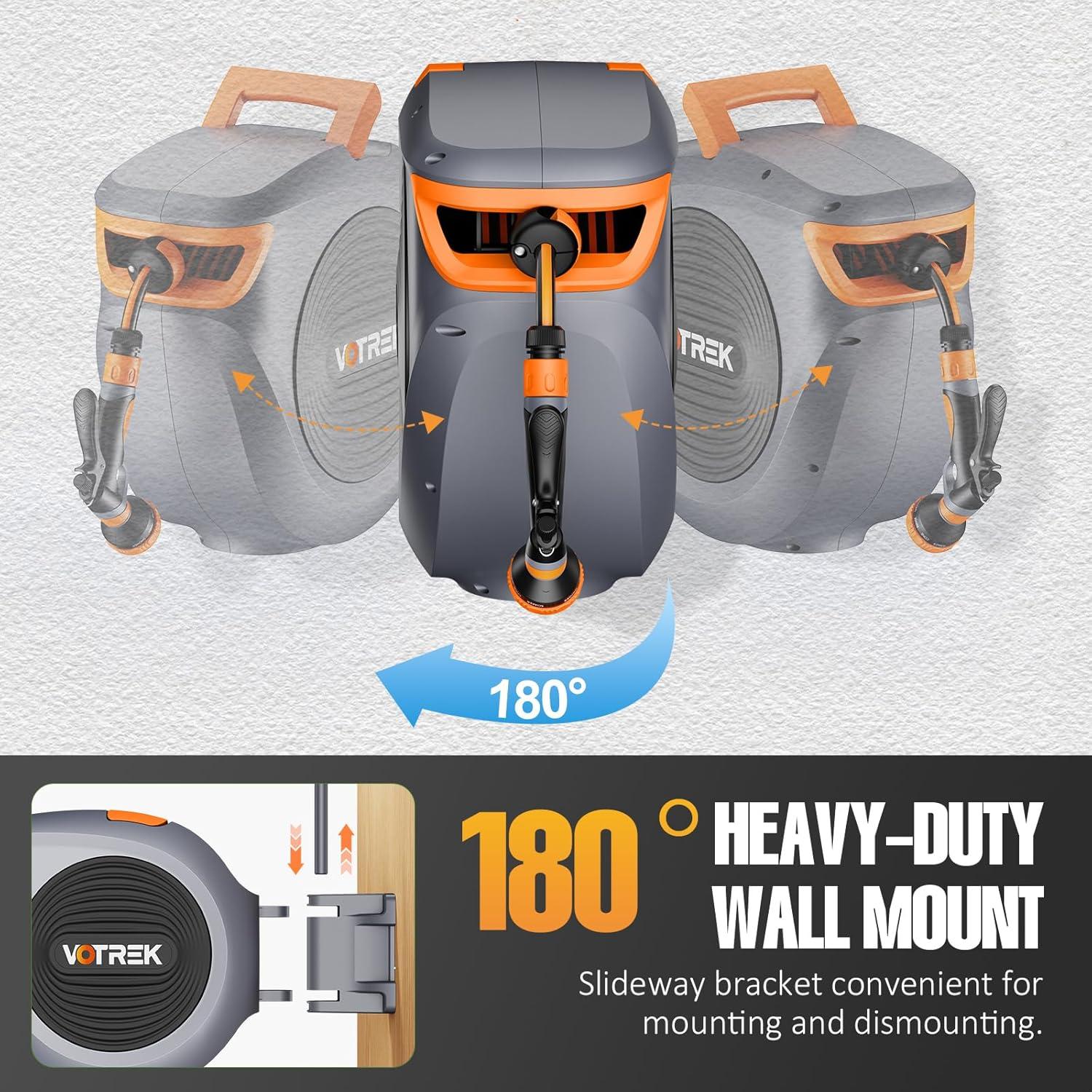 Carrete de Manguera Retráctil VOTREK 30.48 m Pared Automático