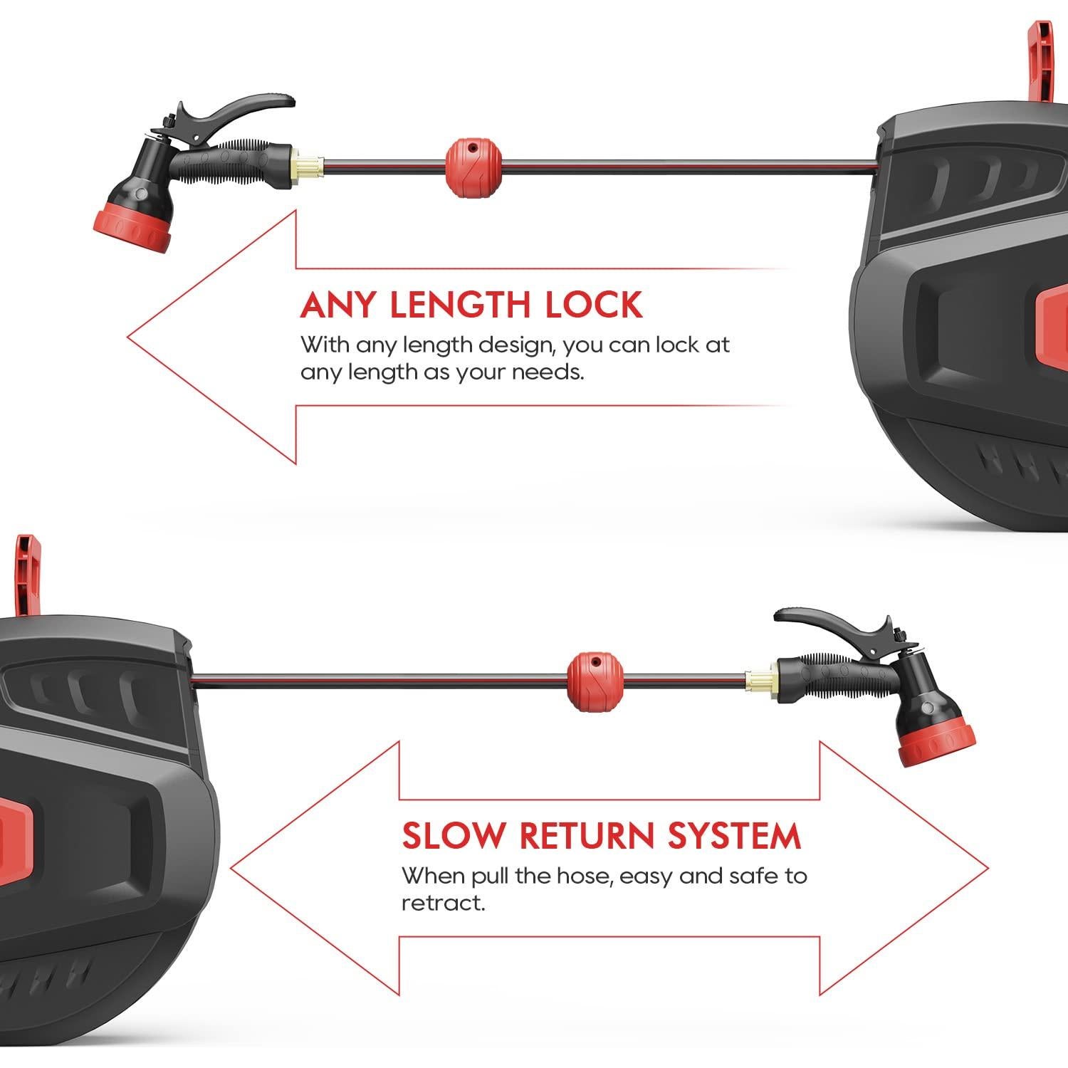 Carrete de Manguera de Jardín ECOMAX ELG01 30.48m con 9 Patrones