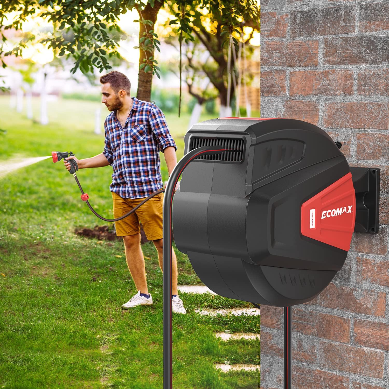 Carrete de Manguera de Jardín ECOMAX ELG01 30.48m con 9 Patrones