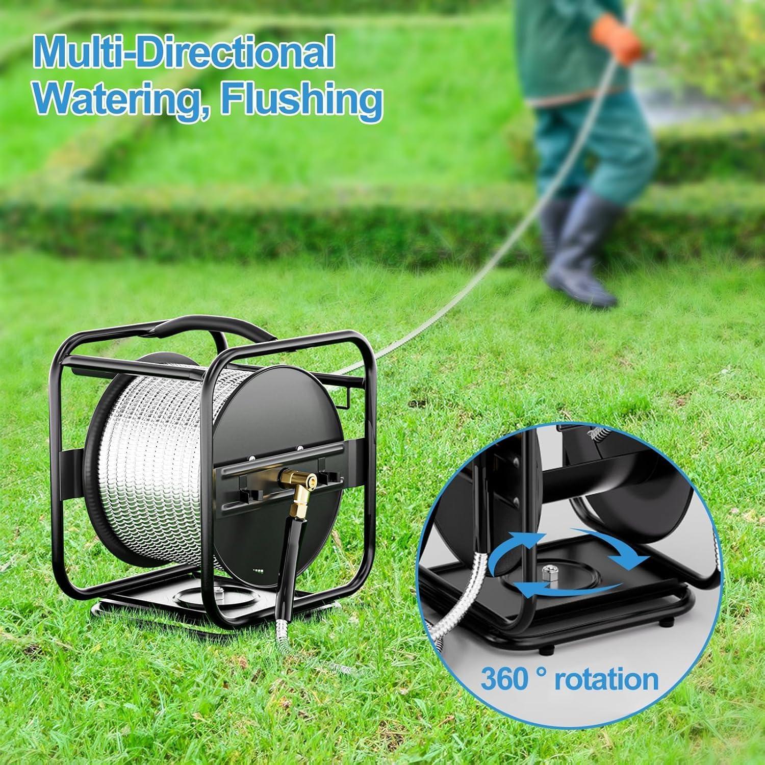 Carrete de Manguera de Jardín GLOSHOOTING 30.48m Metal 9 Patrones