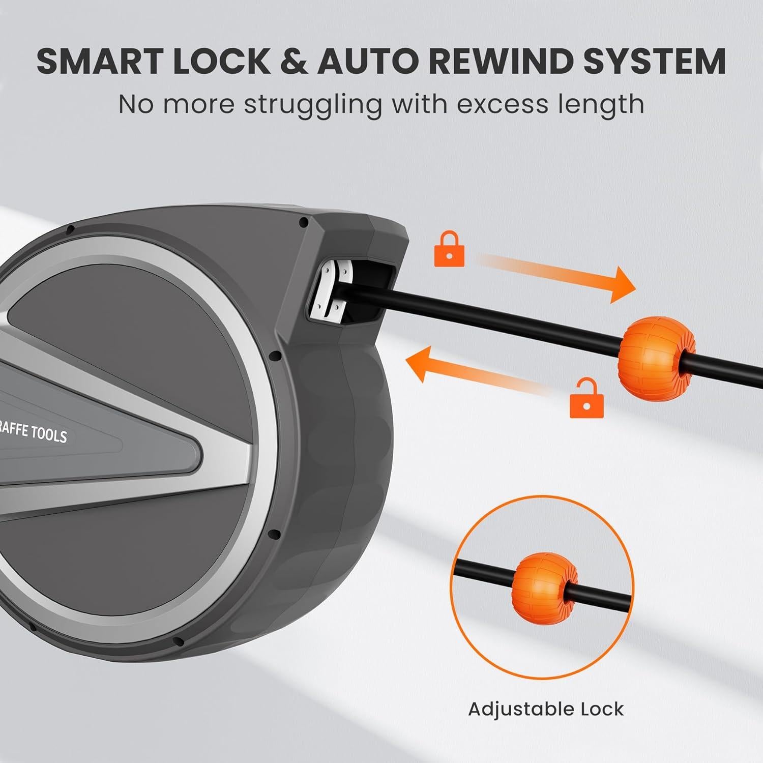 Carrete de Manguera de Aire Retráctil Giraffe Tools 15.24 m