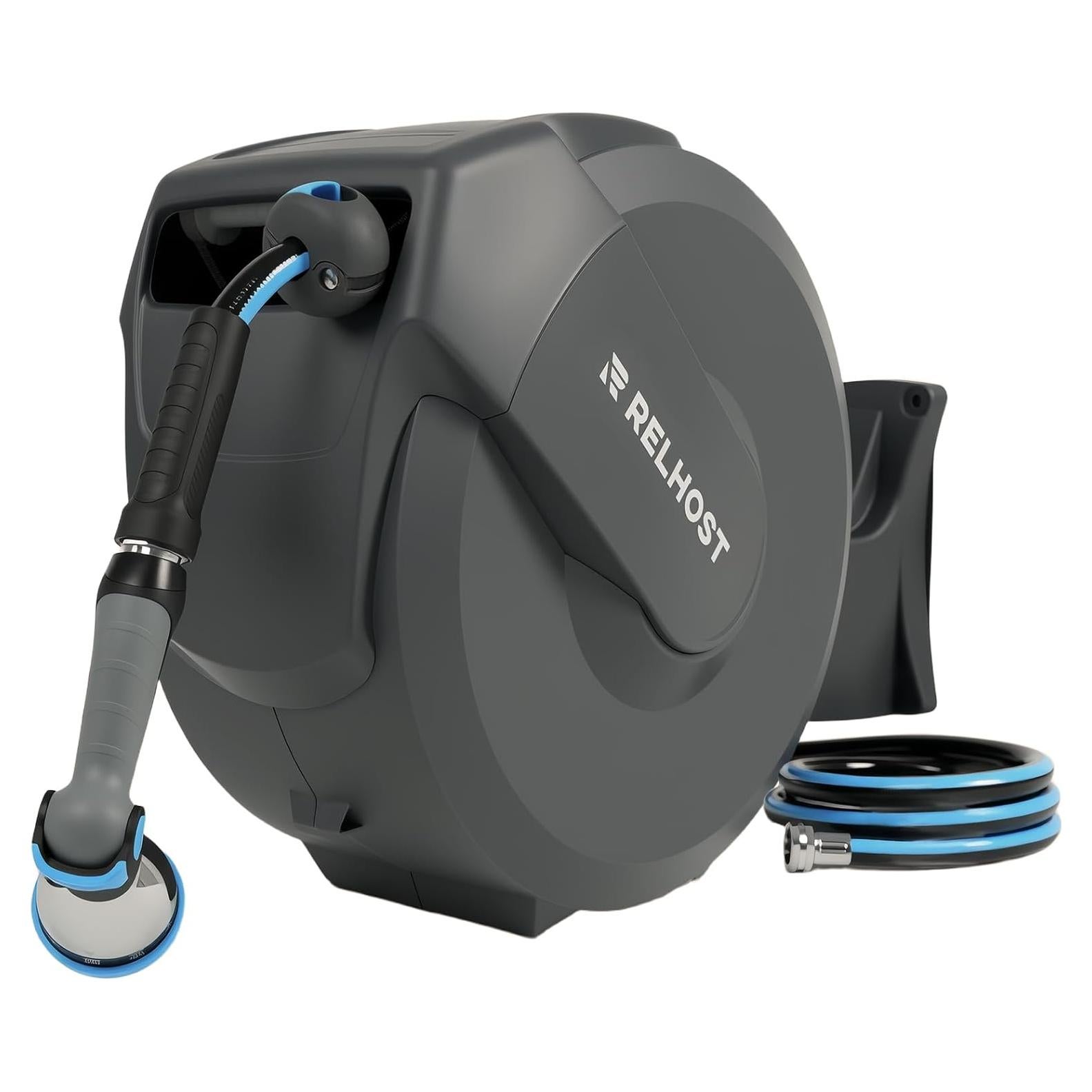 Carrete de Manguera Retráctil Relhost 1/2" x 19.81 m Gris