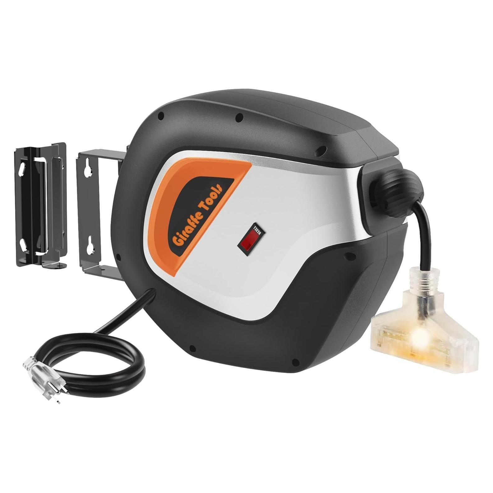 Carrete de Cable Retráctil Giraffe Tools 15m 12AWG Montaje Pared