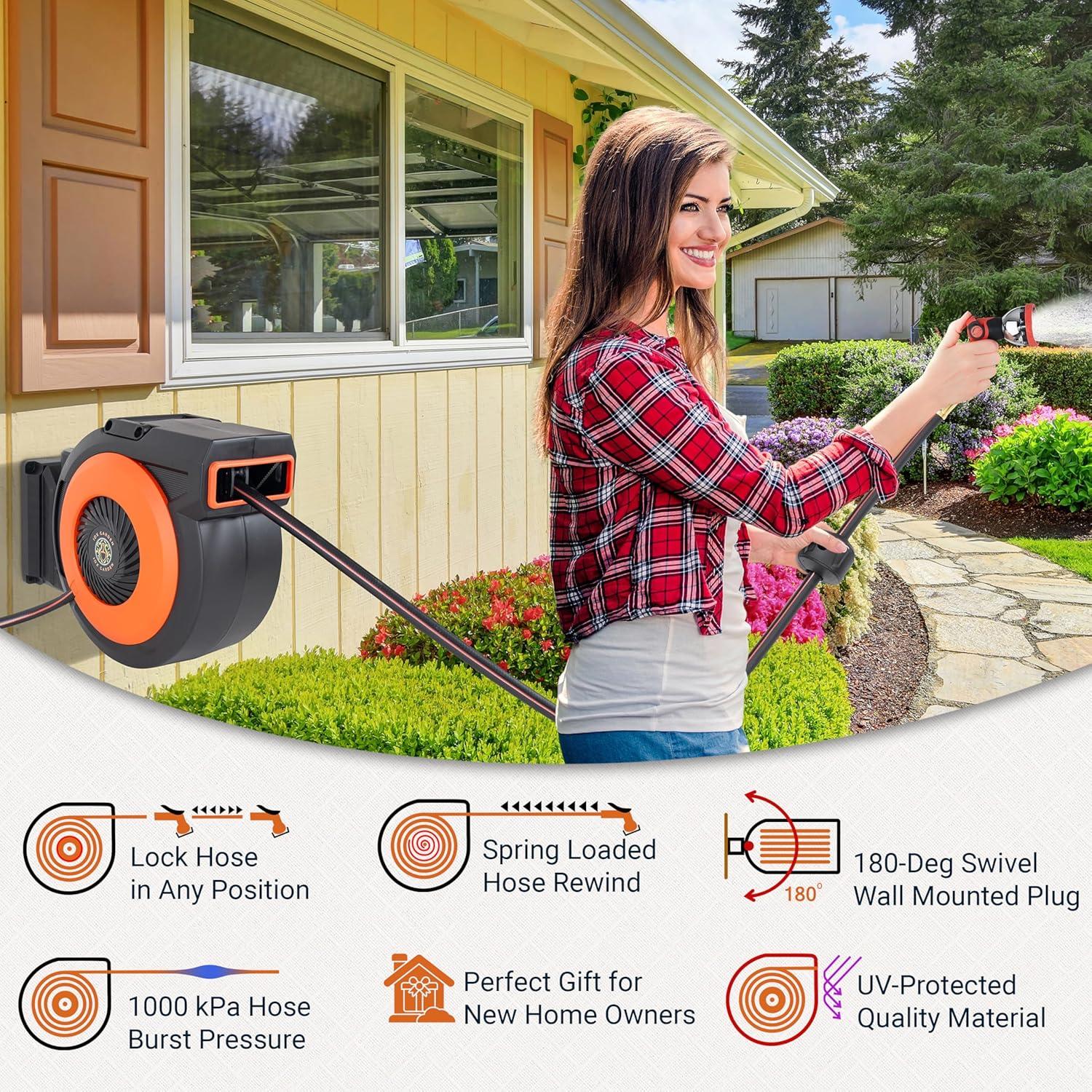 Carrete de Manguera Retráctil IOX GARDEN 30.48 m 1.27 cm