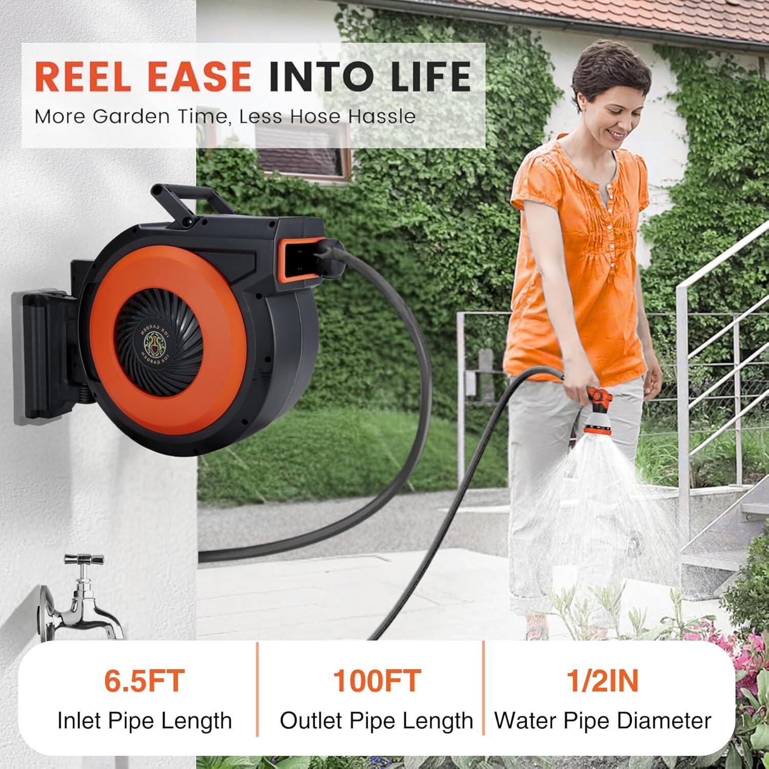 Carrete de Manguera Retráctil IOX GARDEN 30.48 m 1.27 cm