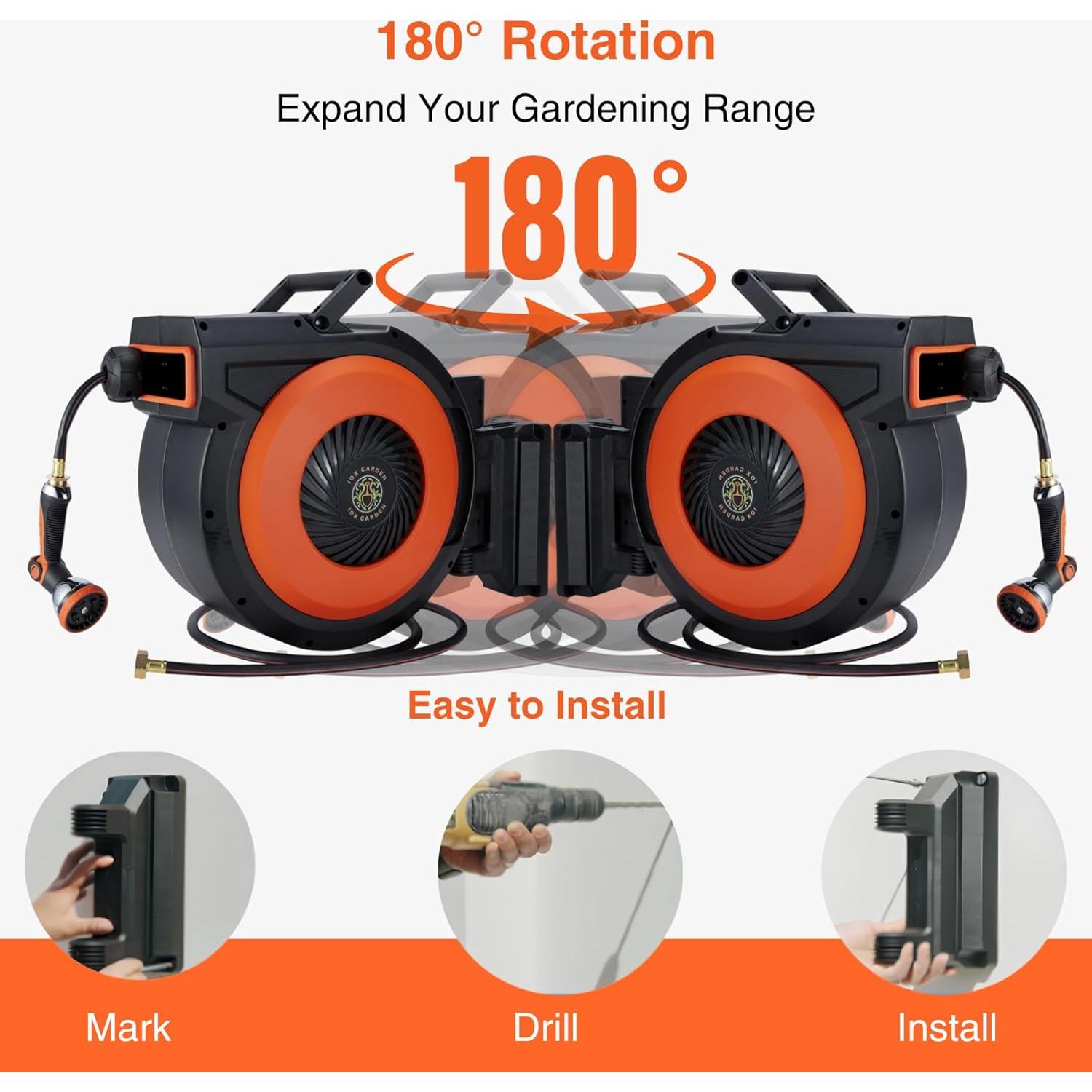 Carrete de Manguera Retráctil IOX GARDEN 30.48 m 1.27 cm