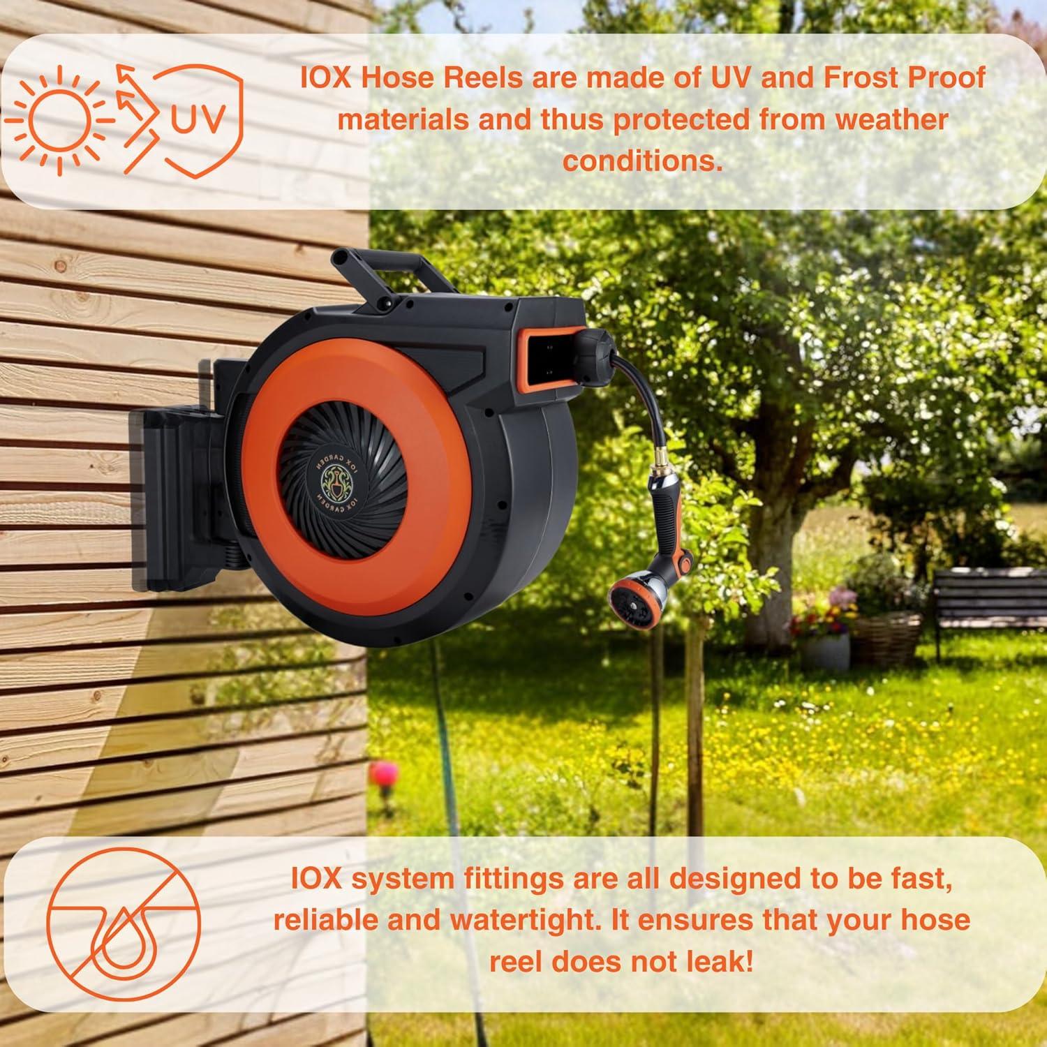 Carrete de Manguera Retráctil IOX GARDEN 30.48 m 1.27 cm