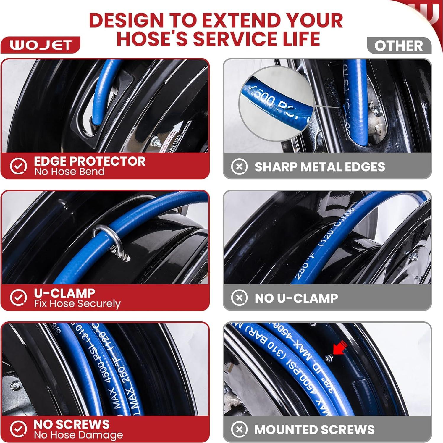 Carrete de Manguera Retráctil WOJET 15 m x 9.5 mm 4000 PSI