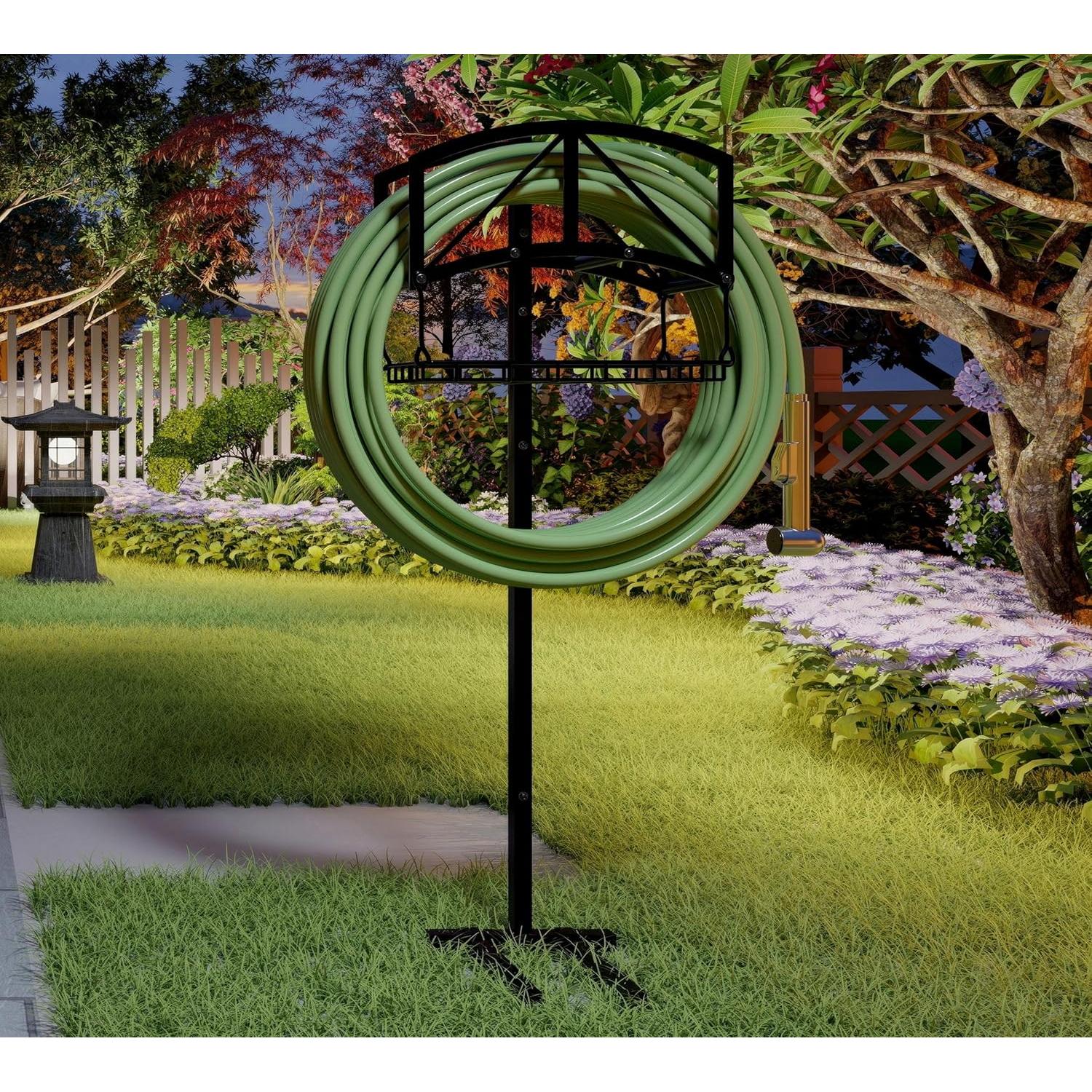 Soporte para Manguera Fire Beauty con Canasta, Acero Inoxidable