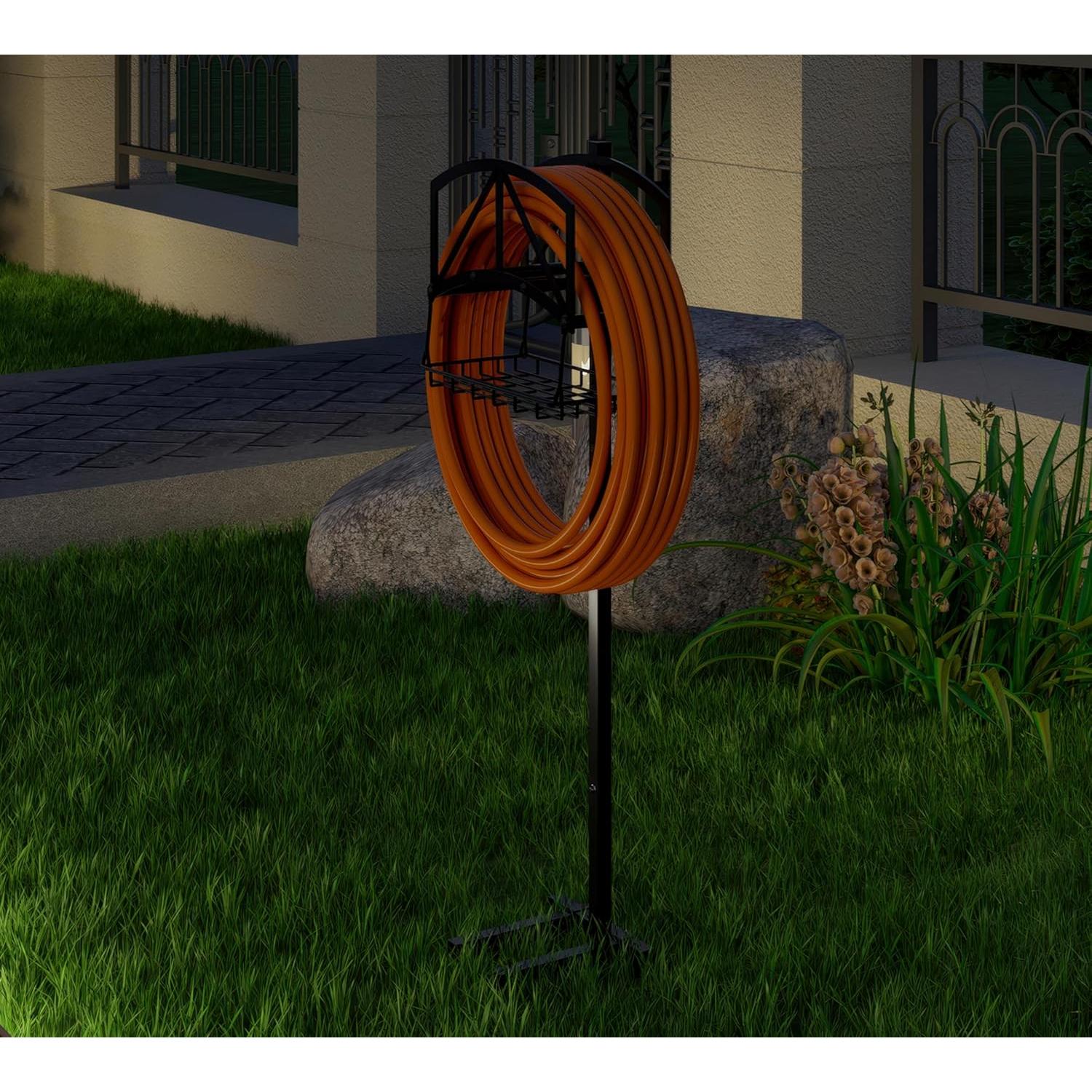 Soporte para Manguera Fire Beauty con Canasta, Acero Inoxidable