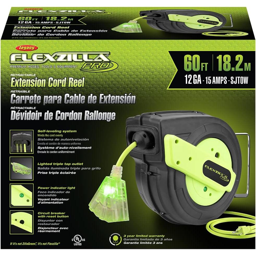Carrete Retráctil de Cable de Extensión Flexzilla 60 pies