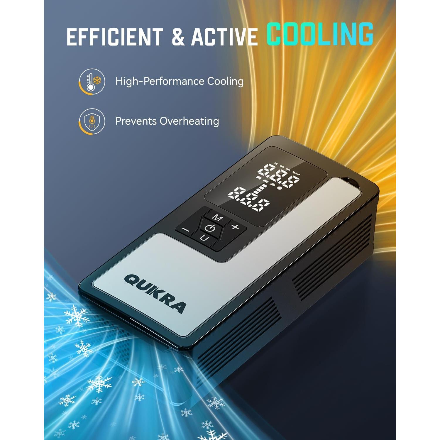 Inflador de Neumáticos Portátil Quikra P009 150PSI con Luz LED