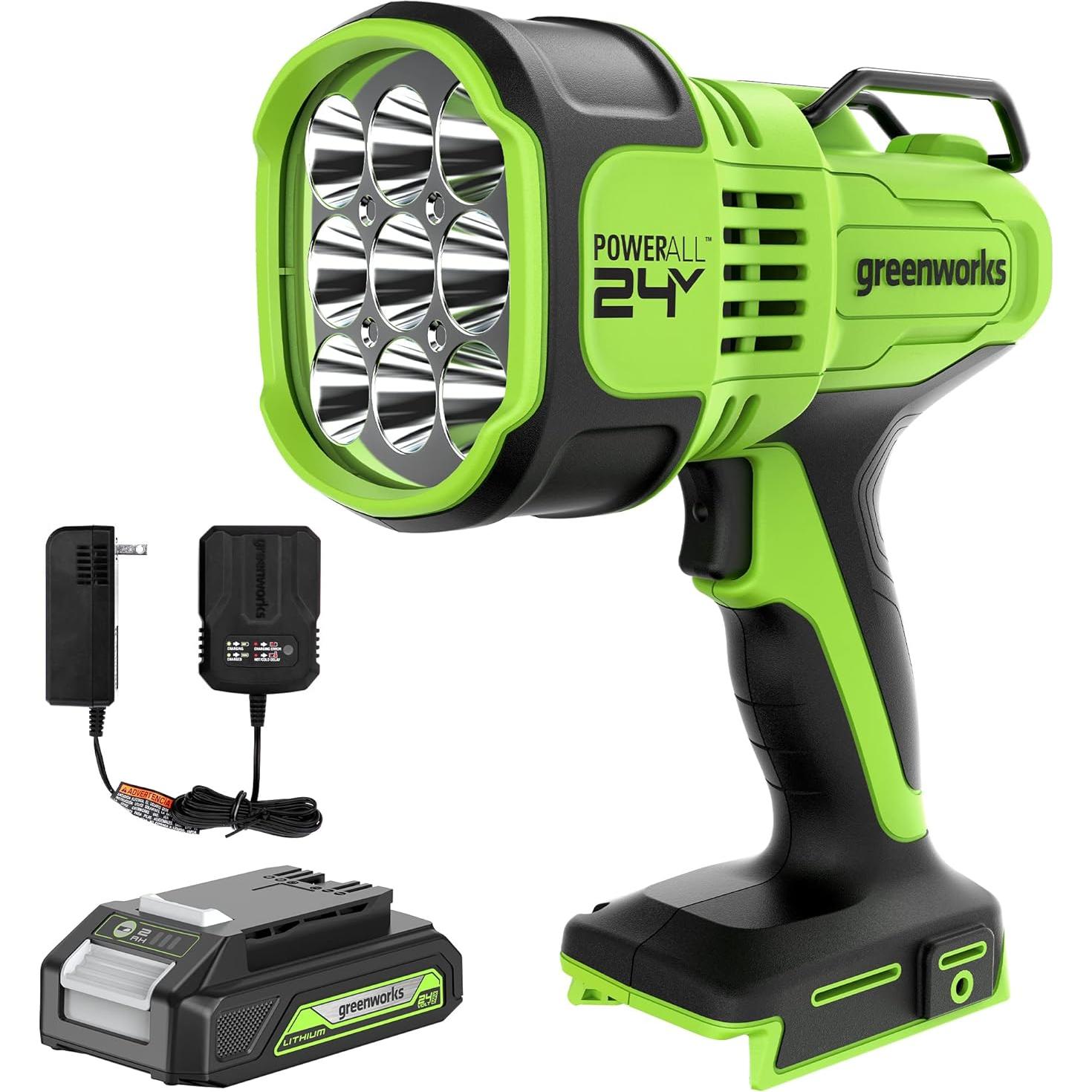 Inflador Inalámbrico Greenworks 24V con Luz LED y Batería 2Ah