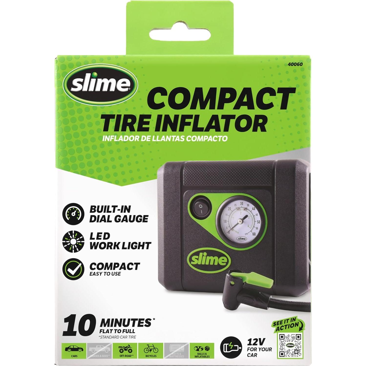 Inflador de Neumáticos Slime 40060 Compacto 12V 10 min